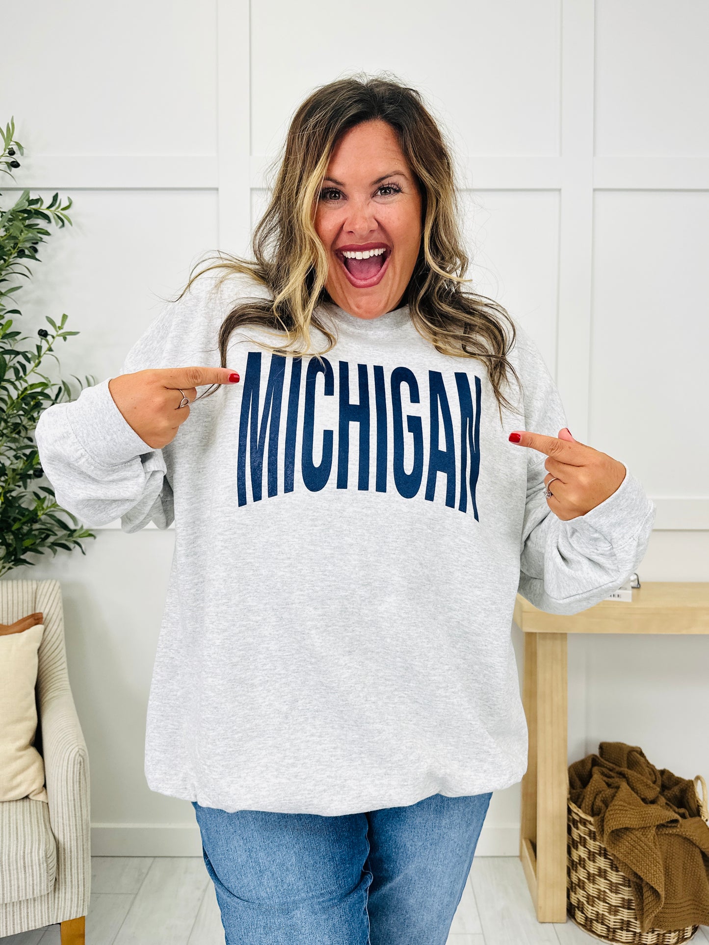 Michigan Reversible MI Graphic Crewneck Sweatshirt