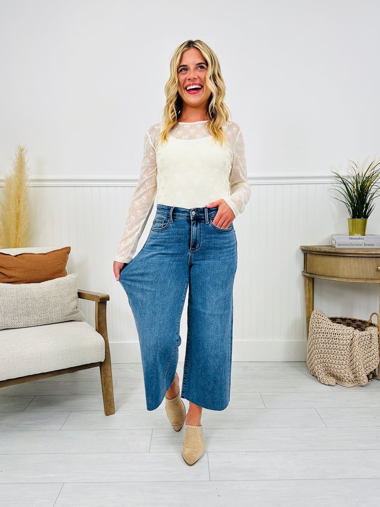 Judy Blue Anything Goes Wide Leg Cropped Jeans