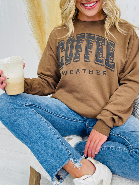 Coffee Weather Crewneck Sweatshirt in Chocolate