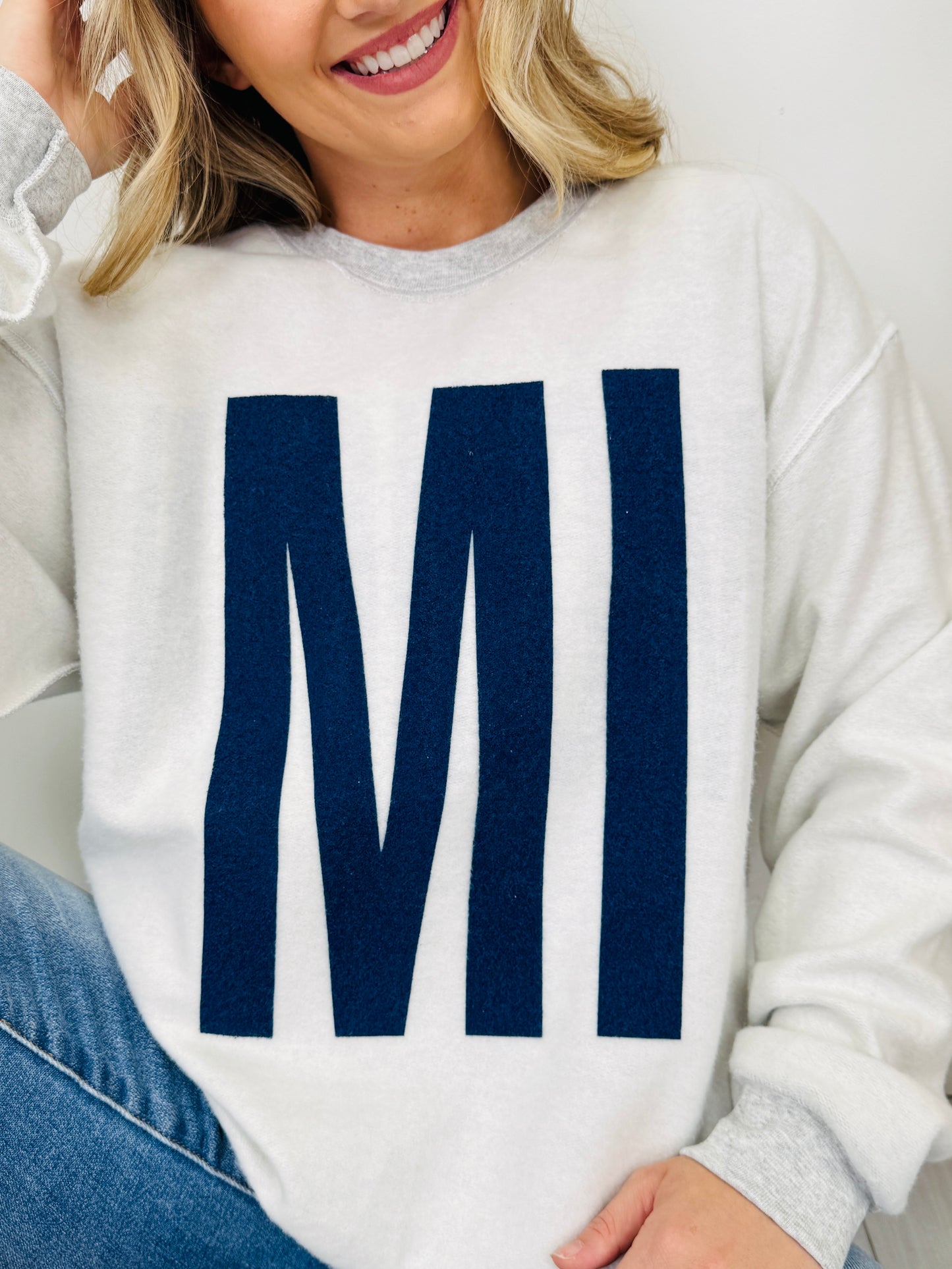 Michigan Reversible MI Graphic Crewneck Sweatshirt