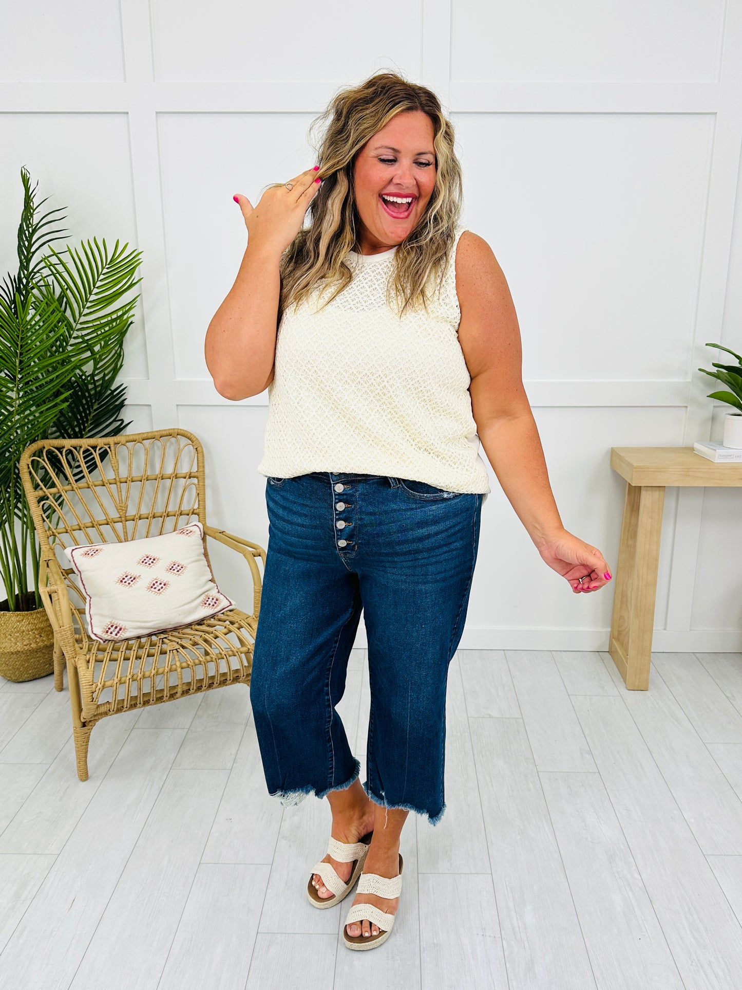 Judy Blue On The Fly Cropped Wide Leg Jeans
