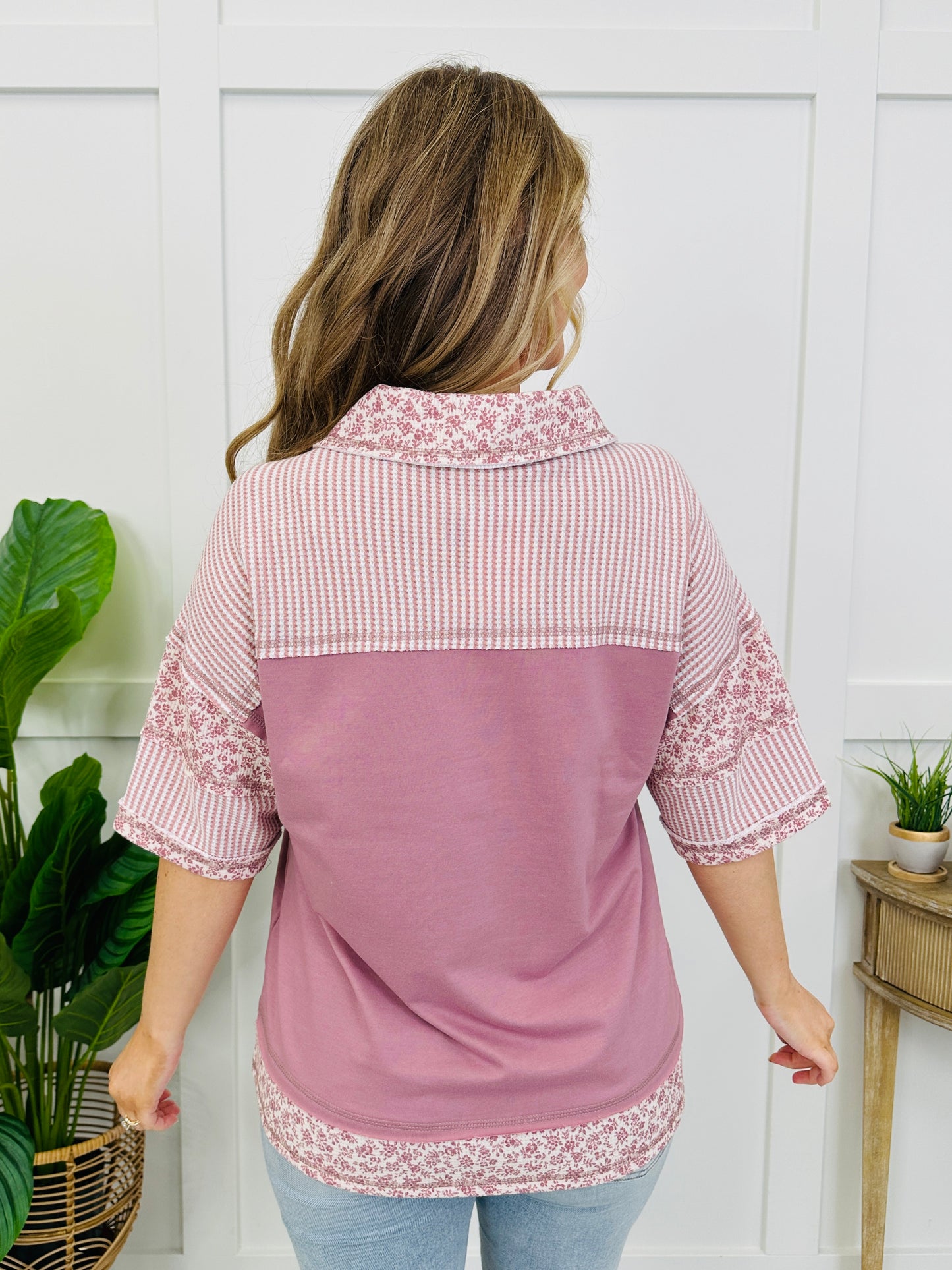 Patchwork Harbor Top In Mauve