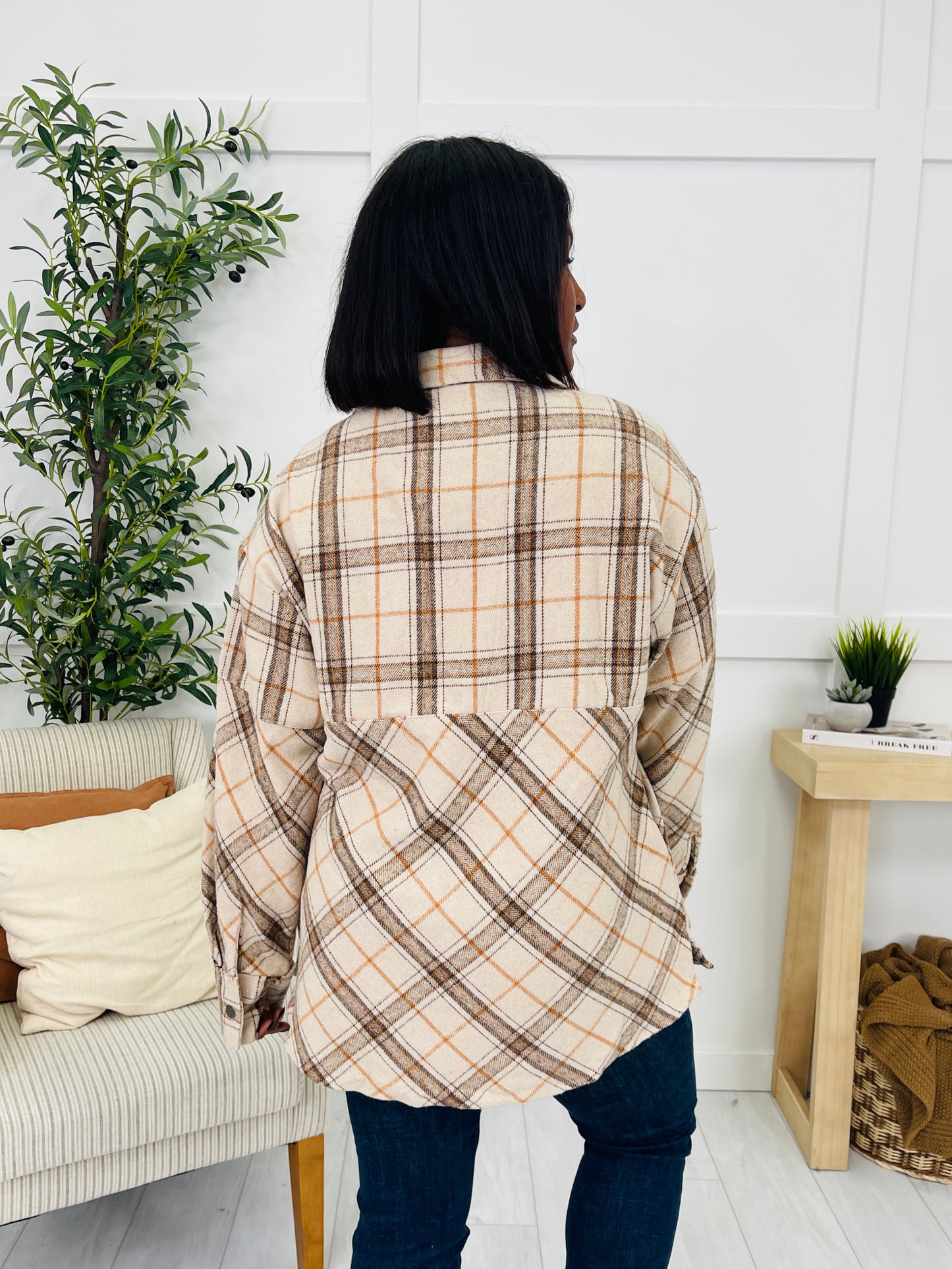 Plaid Pursuit Pullover in Iced Latte
