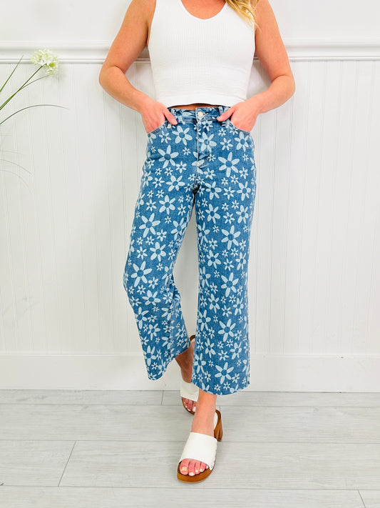 Judy Blue Daisy Daze Cropped Wide Leg Jeans