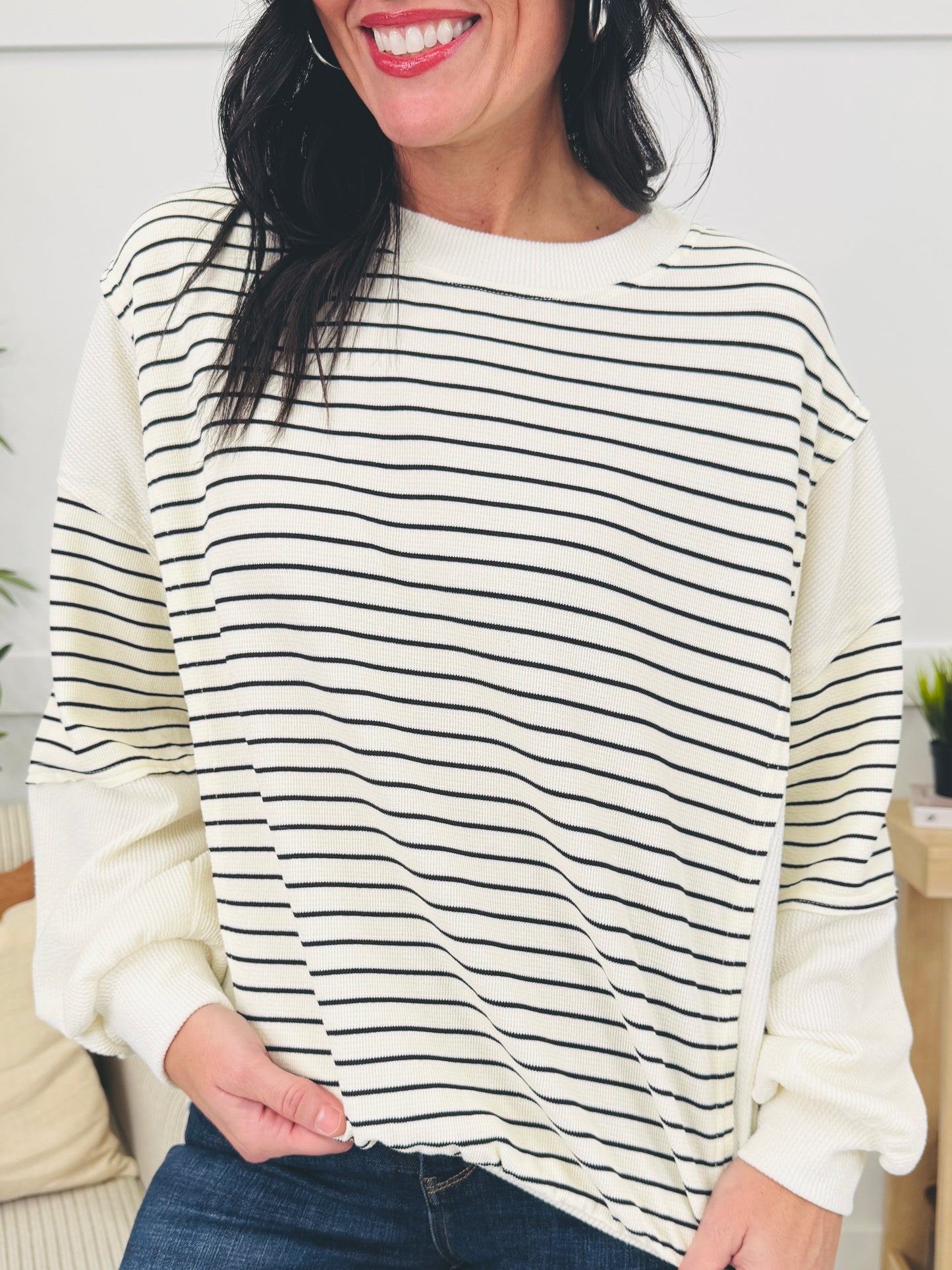 Sleek Stitching Sweater in Ivory