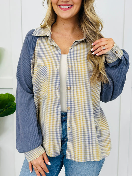 Gingham And Go Top in Navy