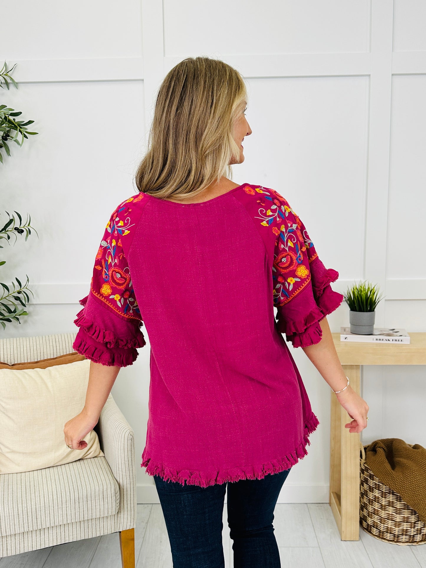 Frills Before Sunrise Top in Berry