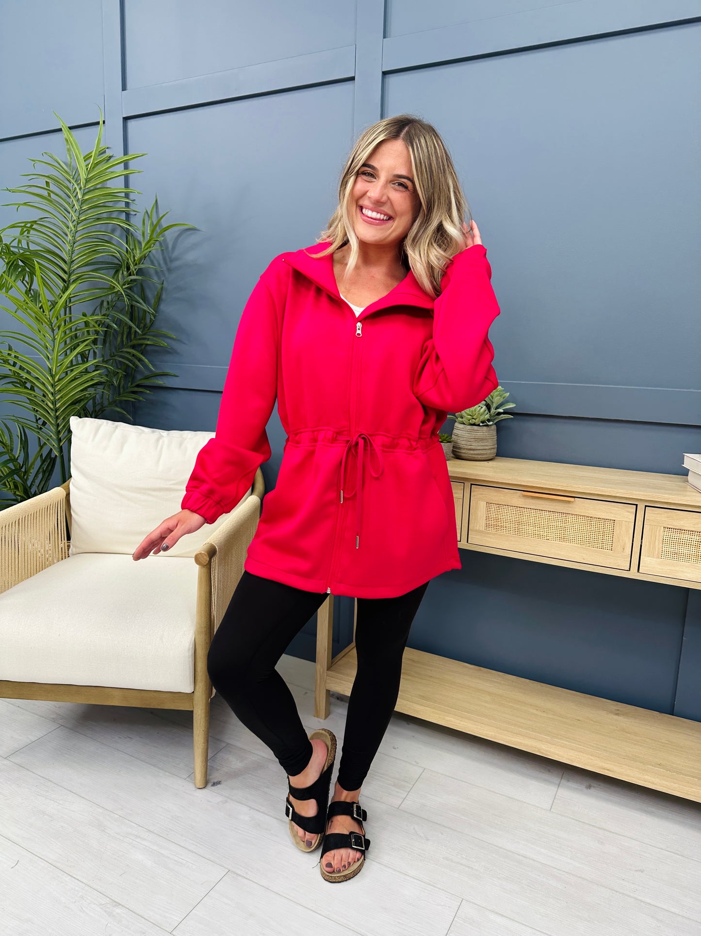 MOCO Exclusive Super Scuba Zip Up Jacket in Magenta