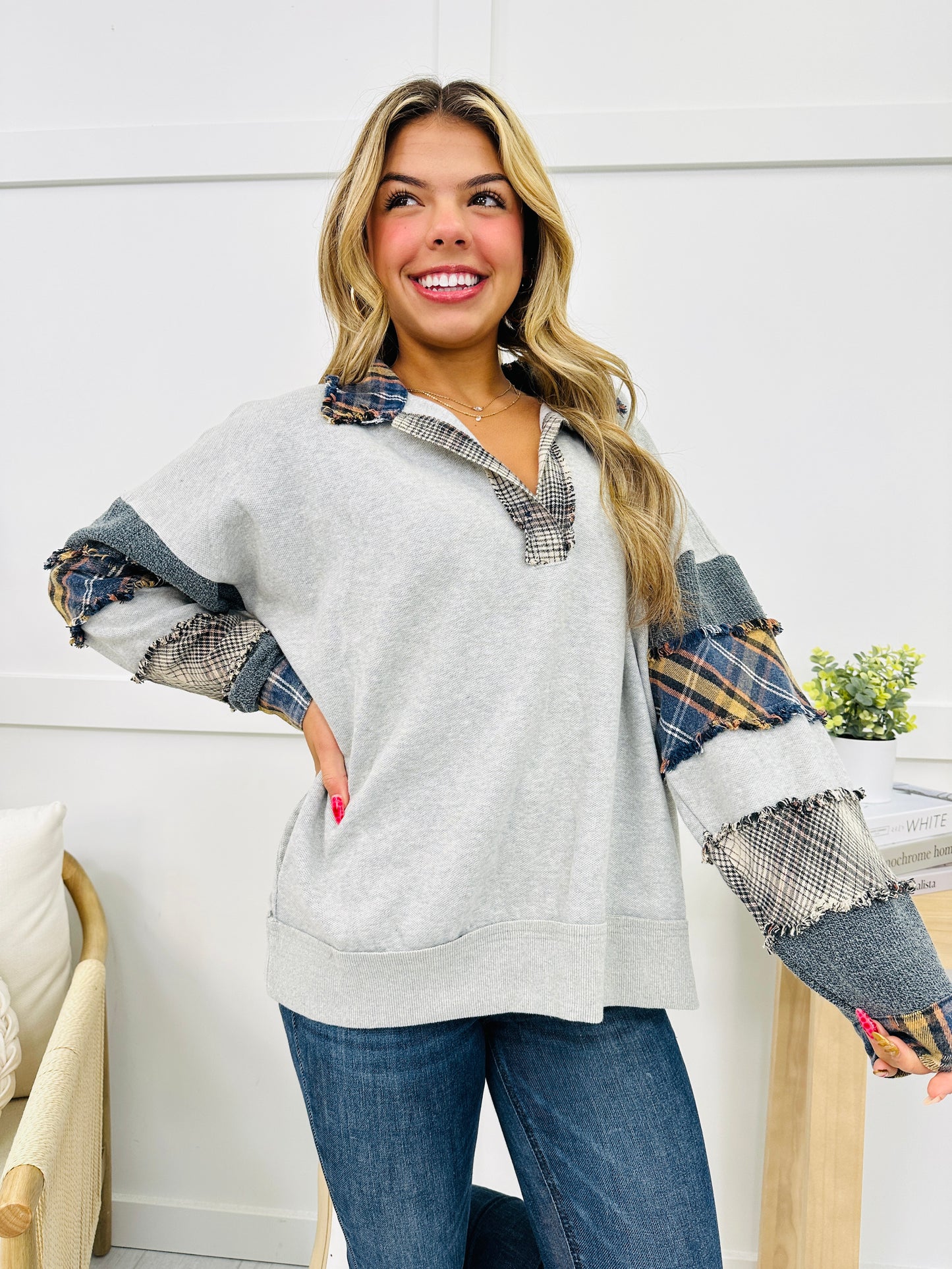 Put In Your Place Pullover In H Grey