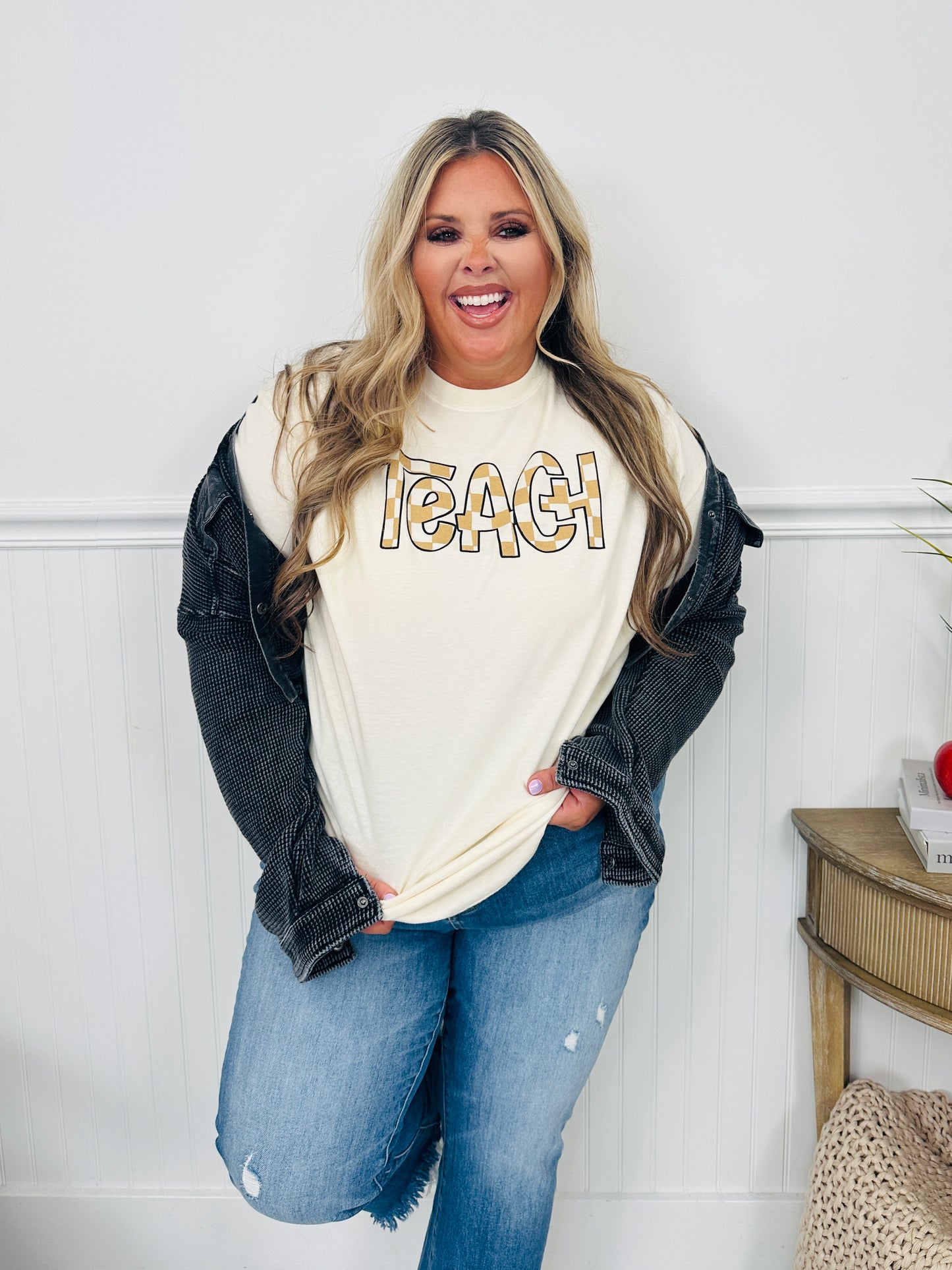 Teach Checkered Graphic Tee - Multiple Colors!