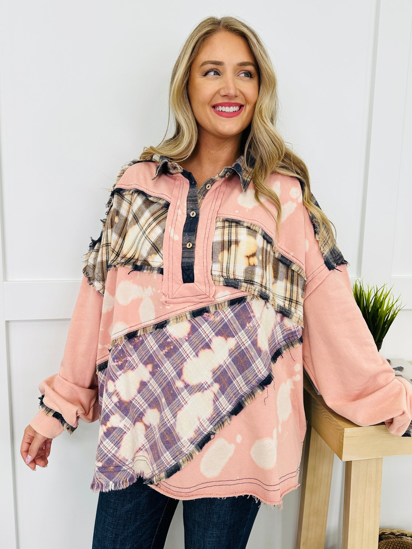 Stitched On A Feeling Pullover in Pink