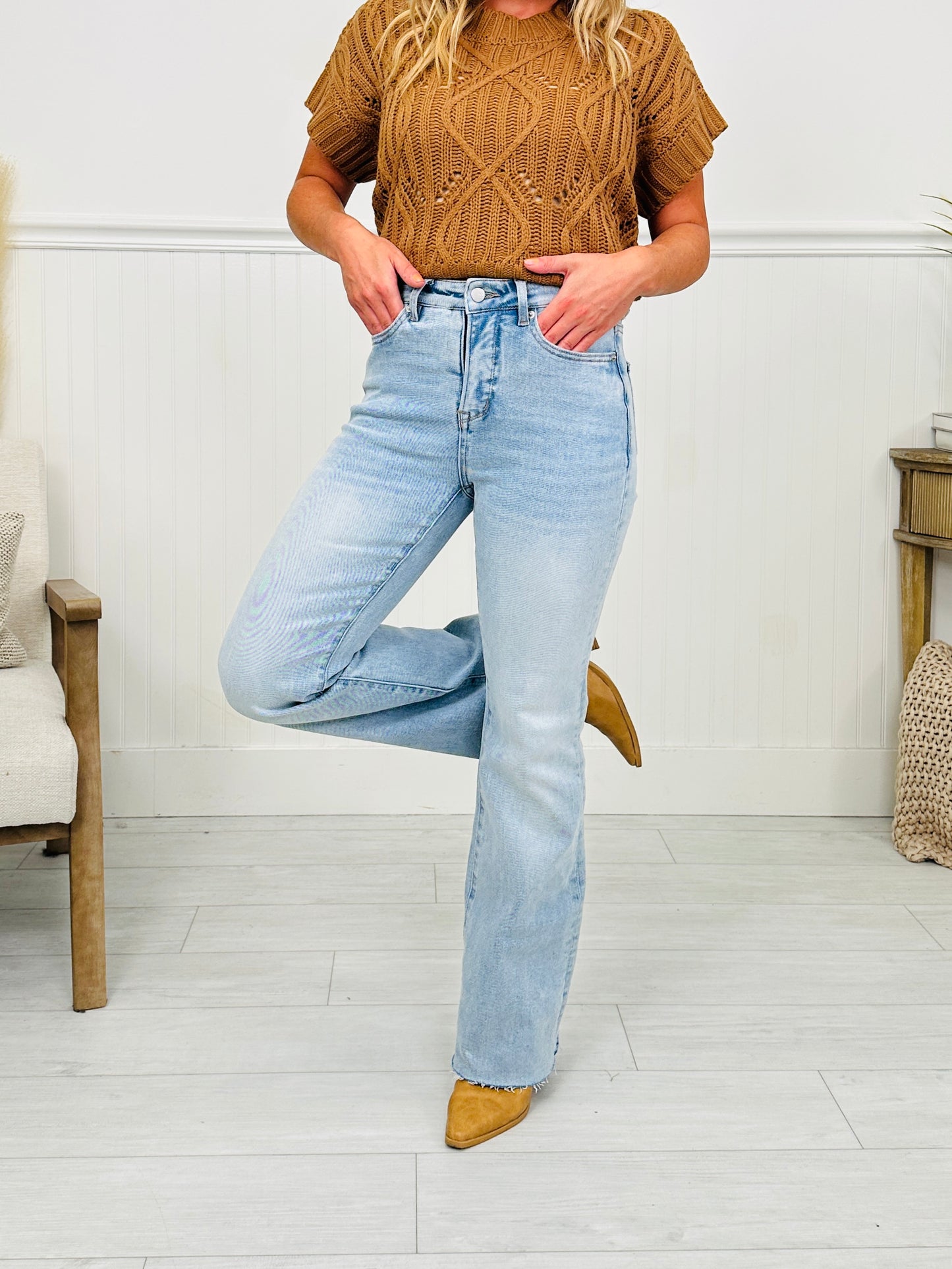Made You Look Tummy Control Flare Vintage Wash Jeans