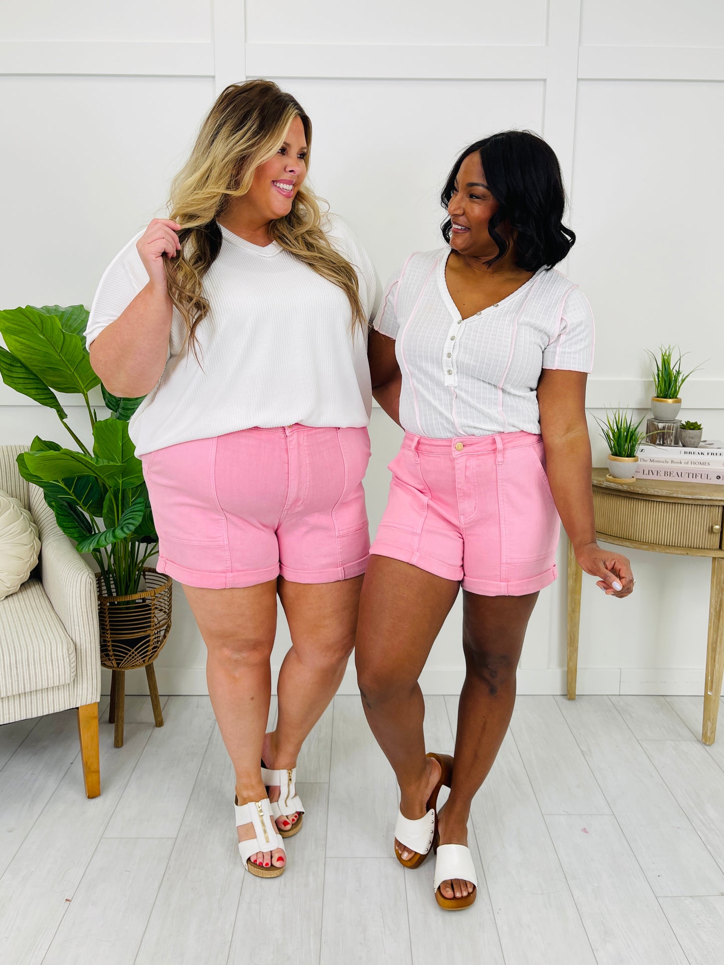 Judy Blue Pink Lemonade Weekender Shorts