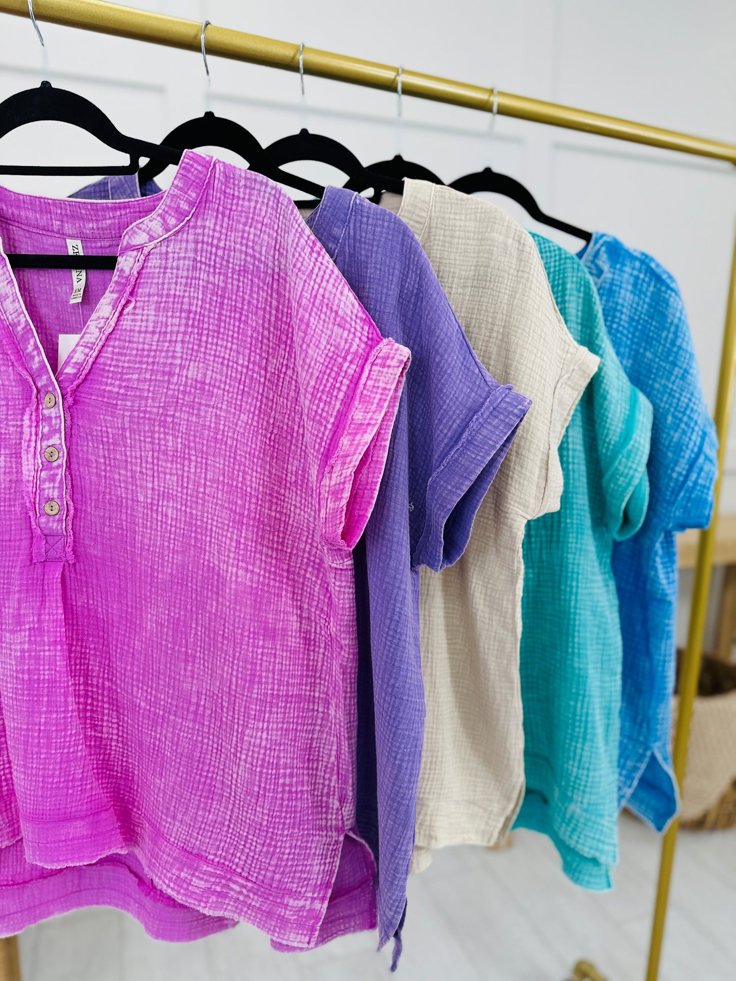 DOORBUSTER! Buttoned in Style Top- Multiple Colors!