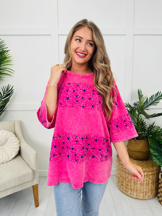 Petal Theory Top in Hot Pink