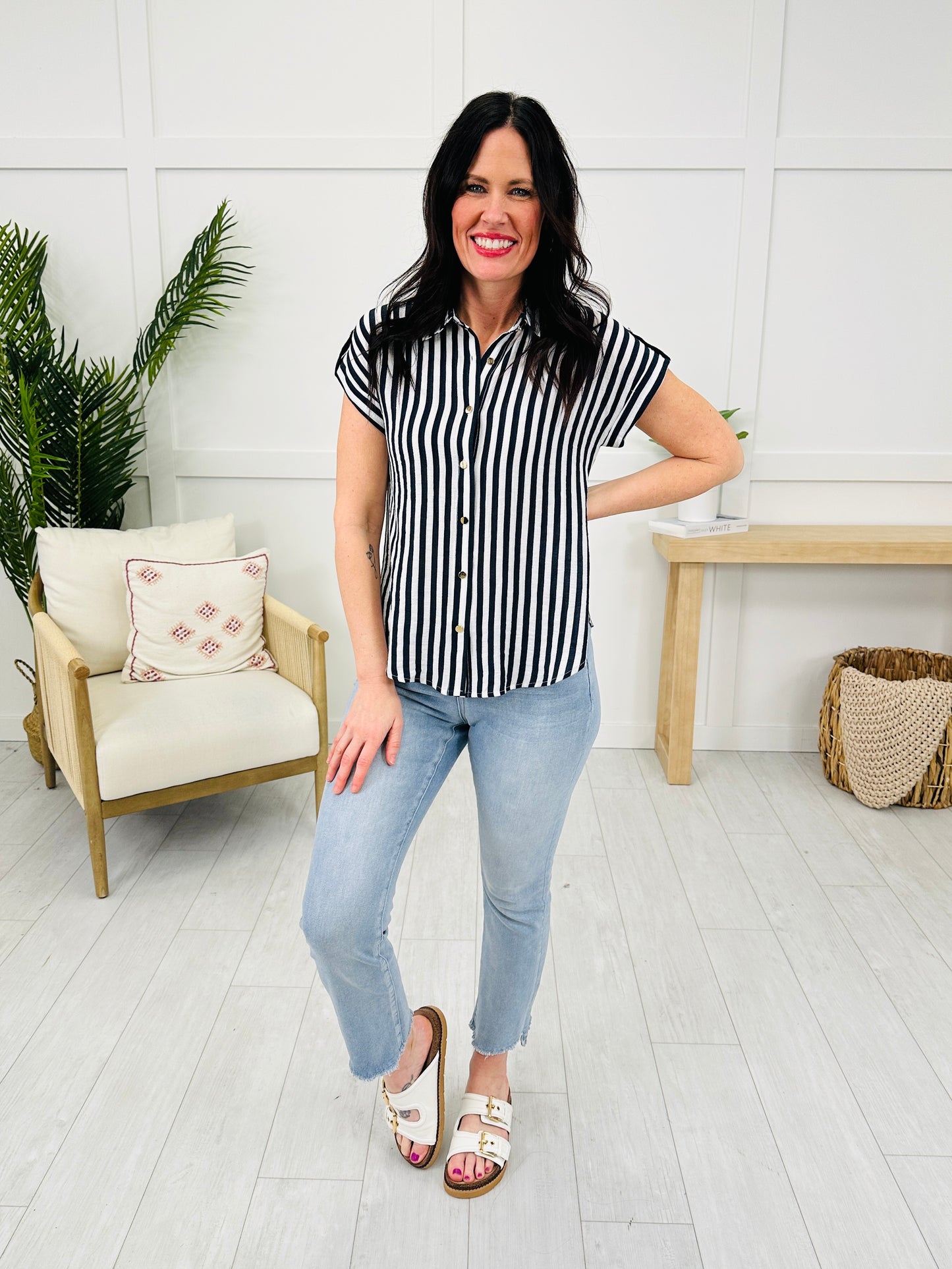 Downtown Stripes Top in Navy