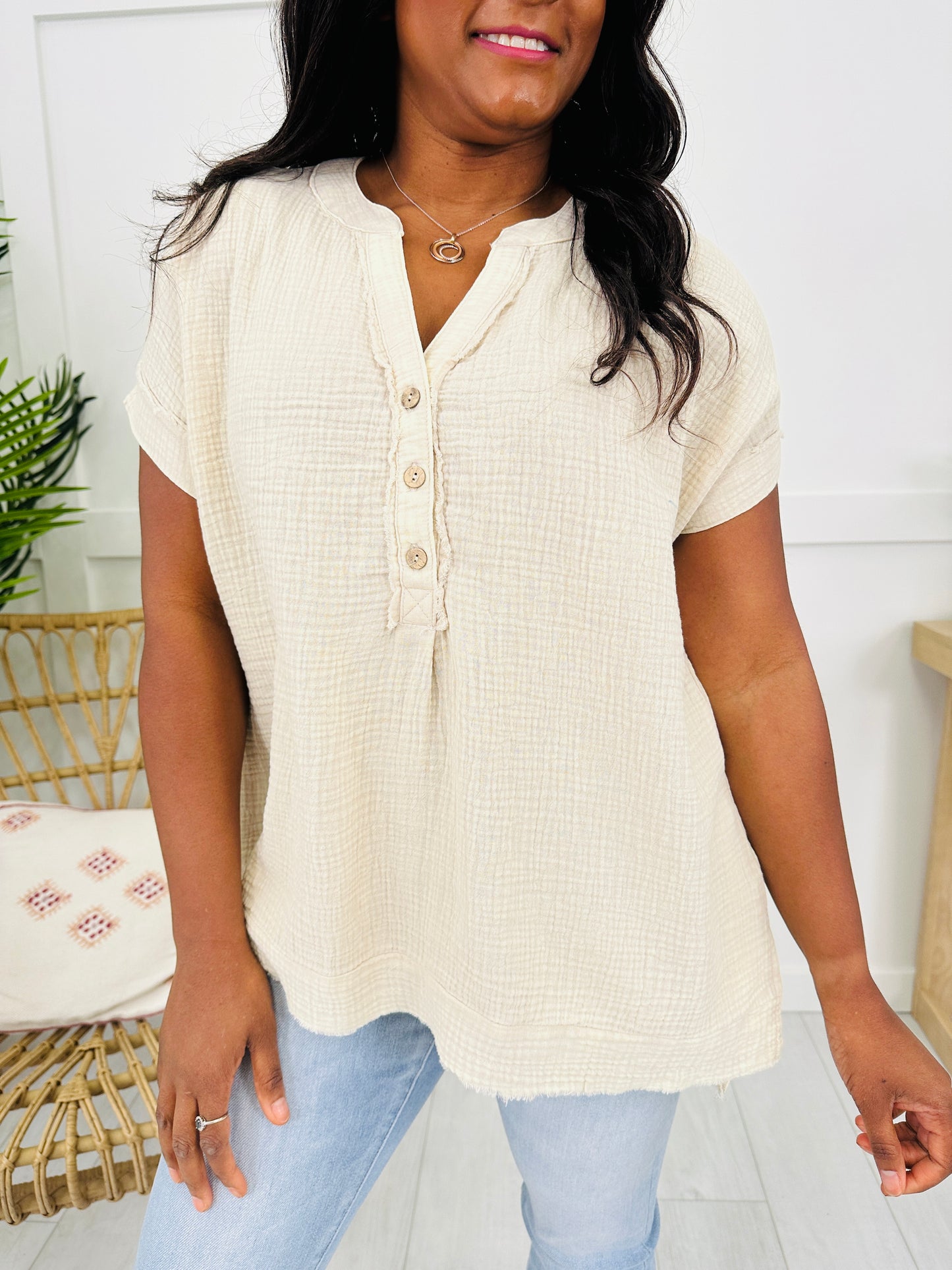 DOORBUSTER! Buttoned in Style Top- Multiple Colors!