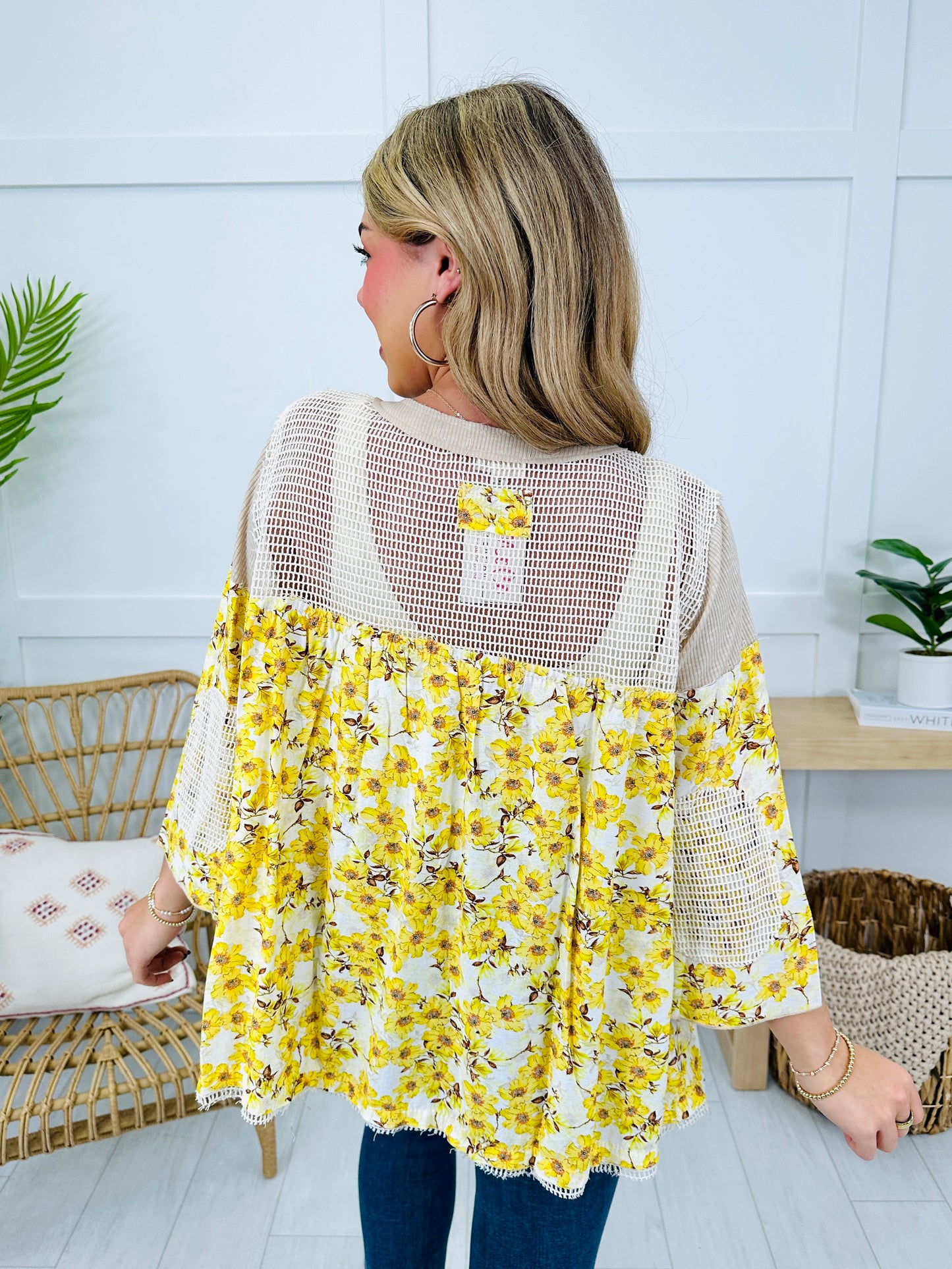 Chasing Sunflowers Top In Toasted Almond