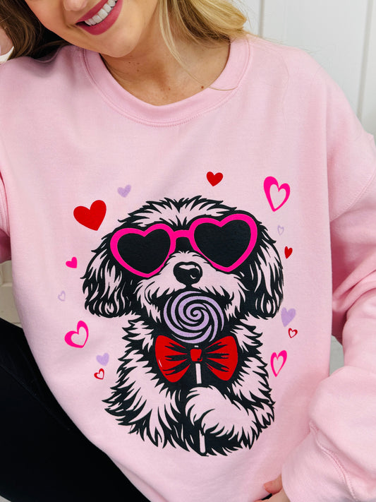 Dogs and Lollipops Graphic Crewneck Sweatshirt