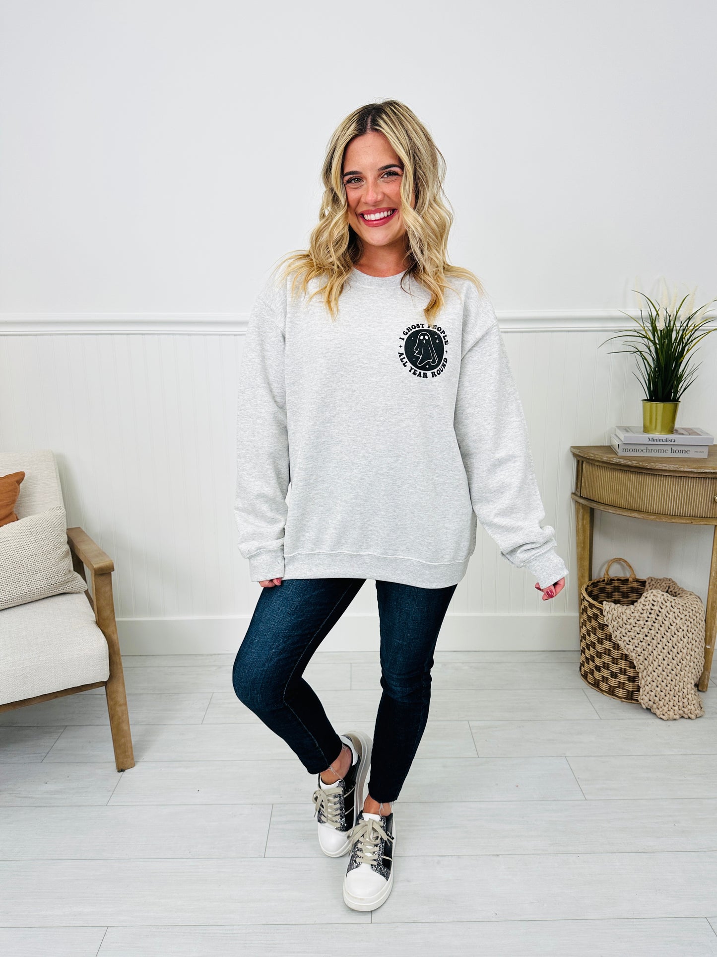 Ghost People All Year Round Graphic Crewneck Sweatshirt