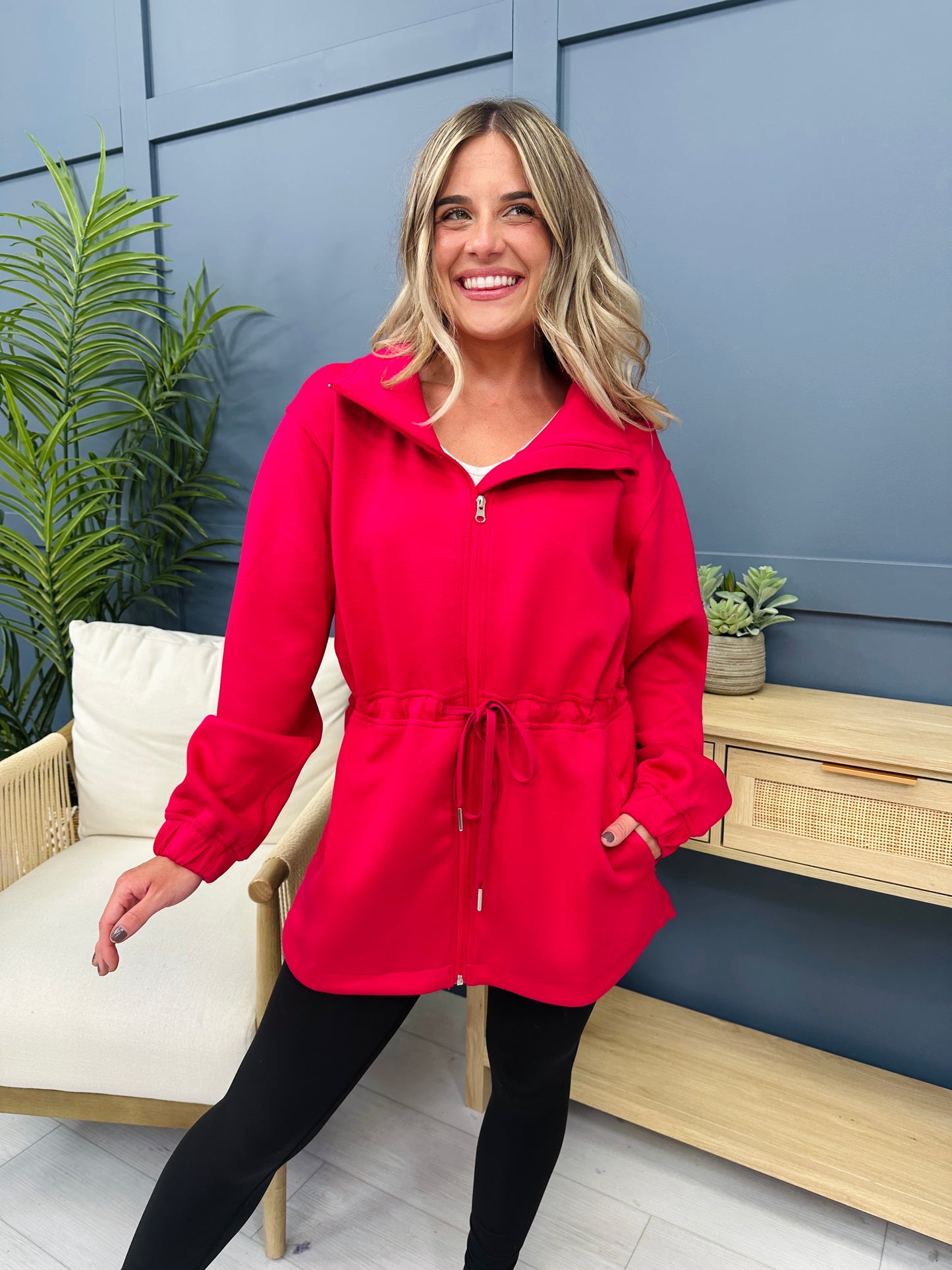 MOCO Exclusive Super Scuba Zip Up Jacket in Magenta