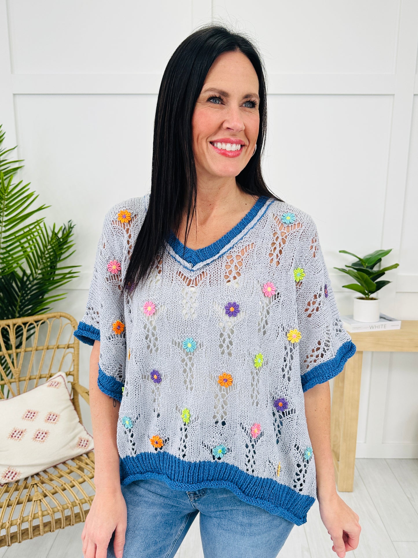 Poppy Paradise Top In Light Blue/Ultramarine