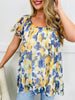 Floral Sketch Top in Mustard