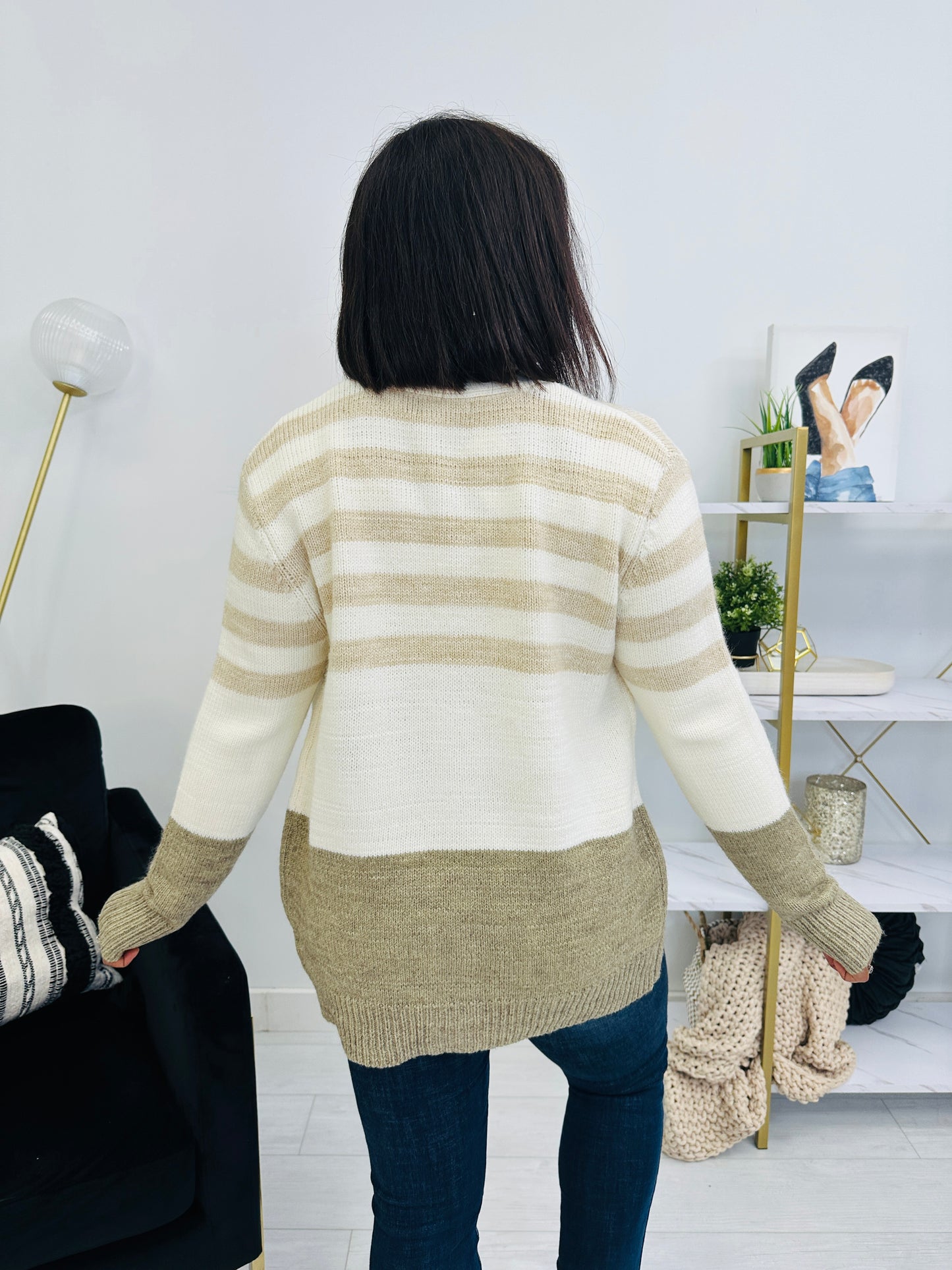 Parallel Comfort Cardigan in Taupe