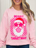 Merry Christmas Checkered Bubblegum Graphic Crewneck Sweatshirt