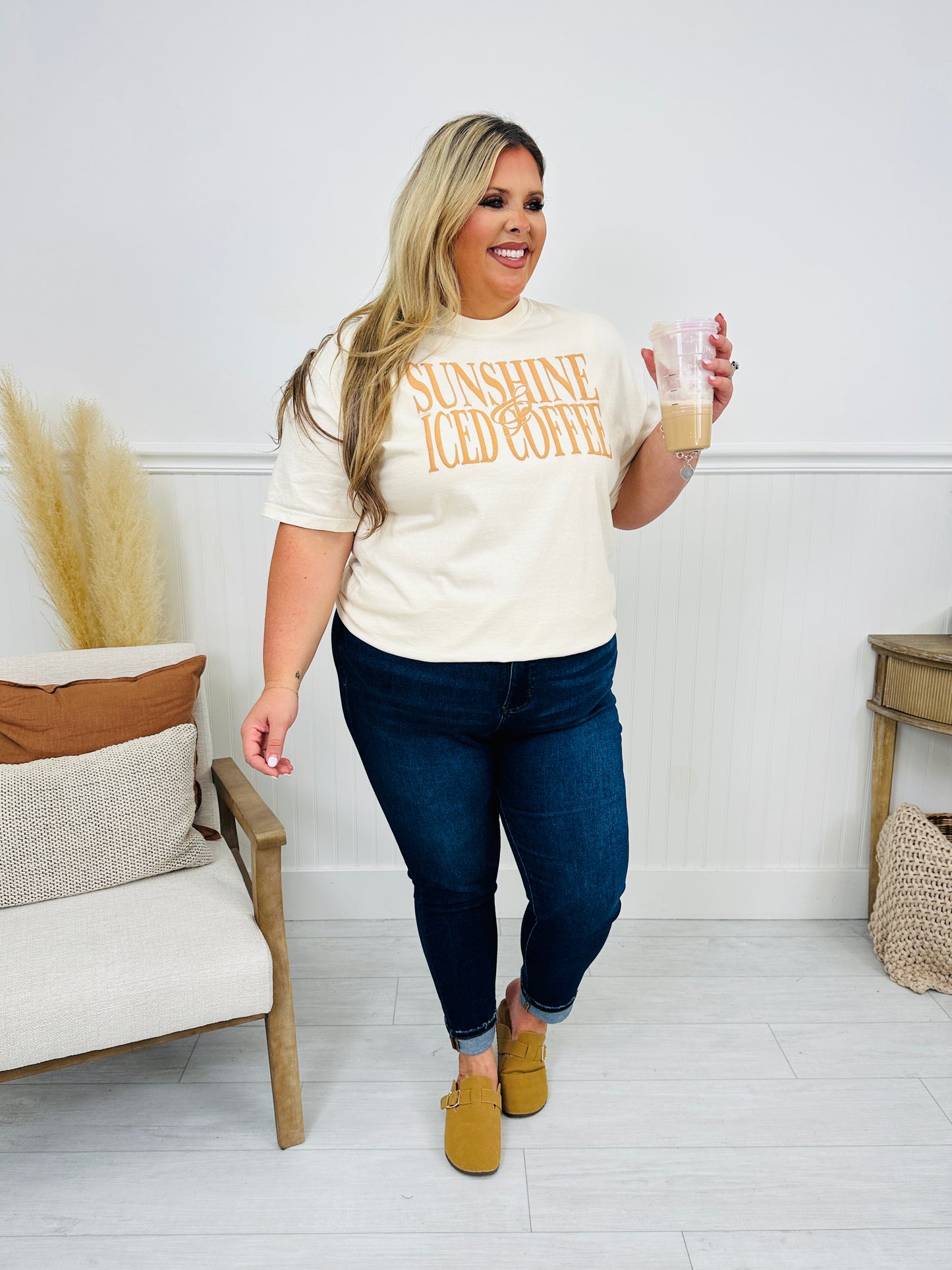 Sunshine & Iced Coffee Graphic Tee- Multiple Colors!