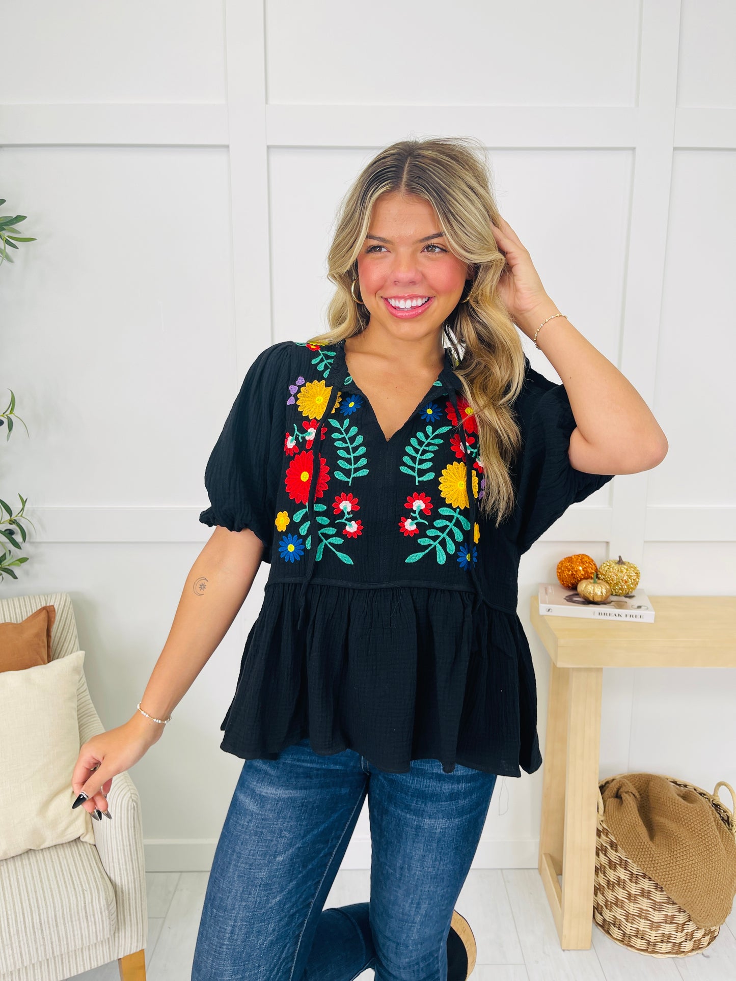 Floral Fever Top in Black