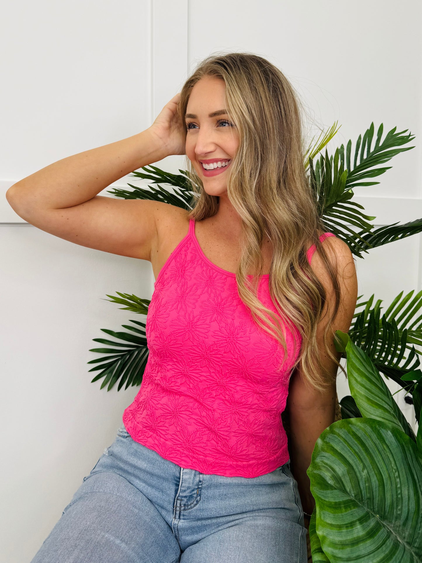 Daisy Chain Tank Top in Fuchsia