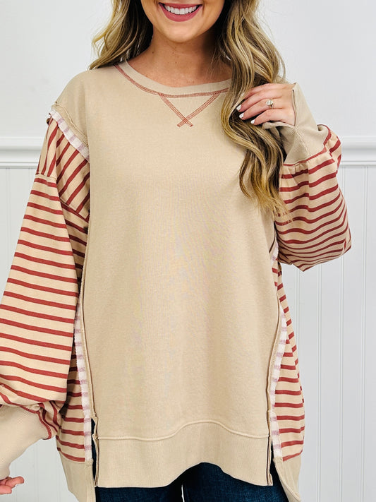 Electric Contrast Sweatshirt in Beige