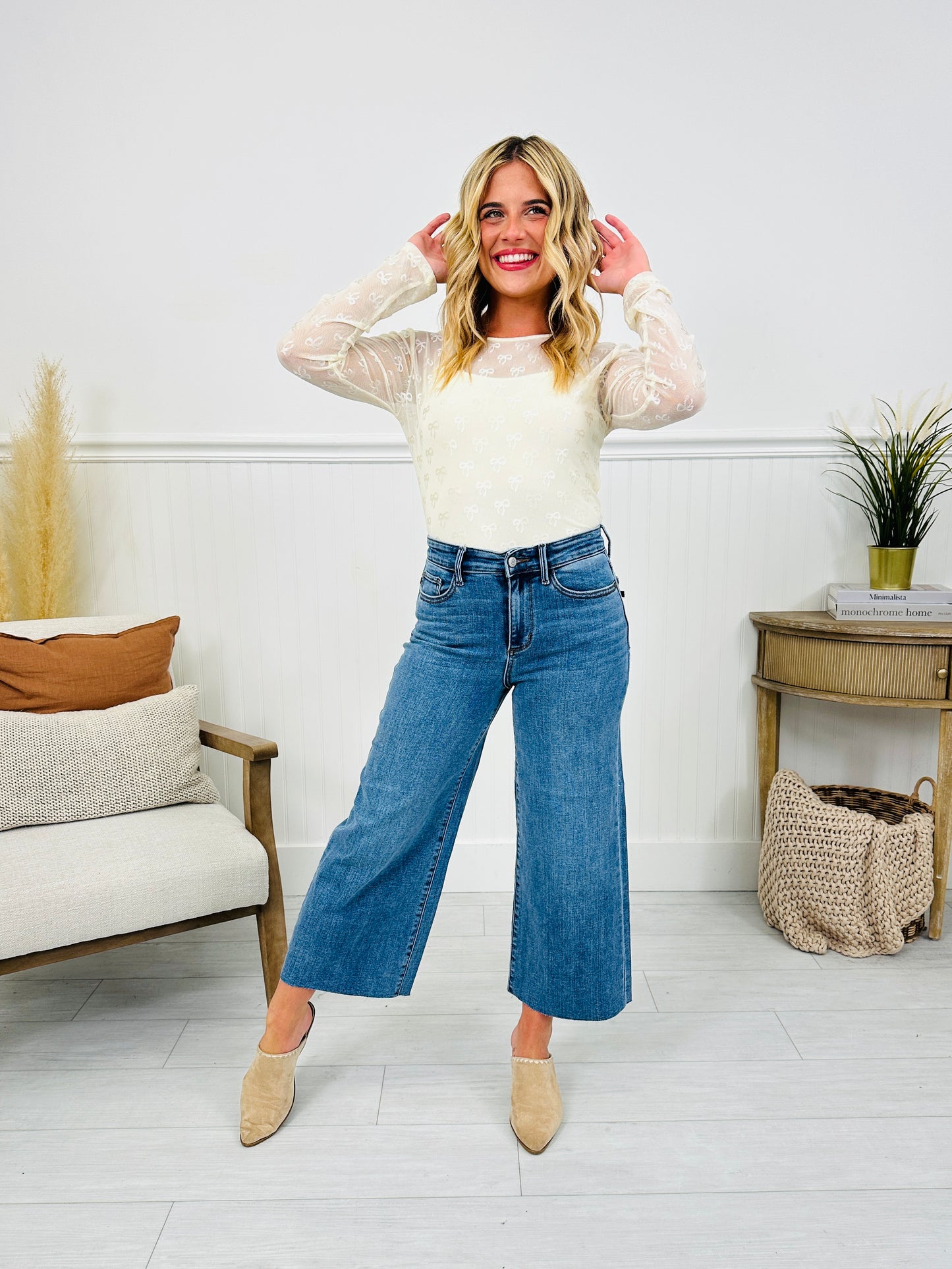 Judy Blue Anything Goes Wide Leg Cropped Jeans