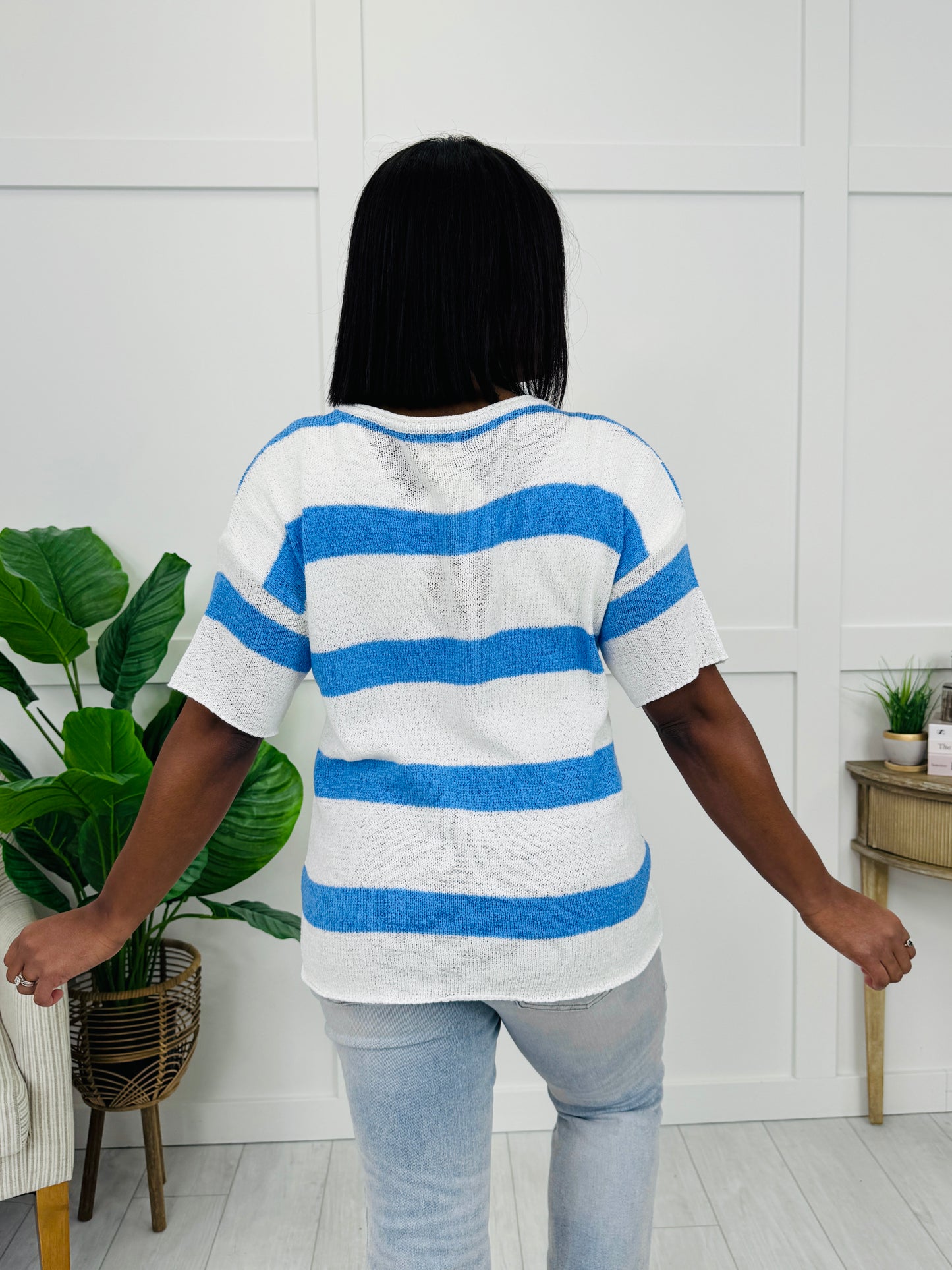 Breezy Stripes Top in Denim