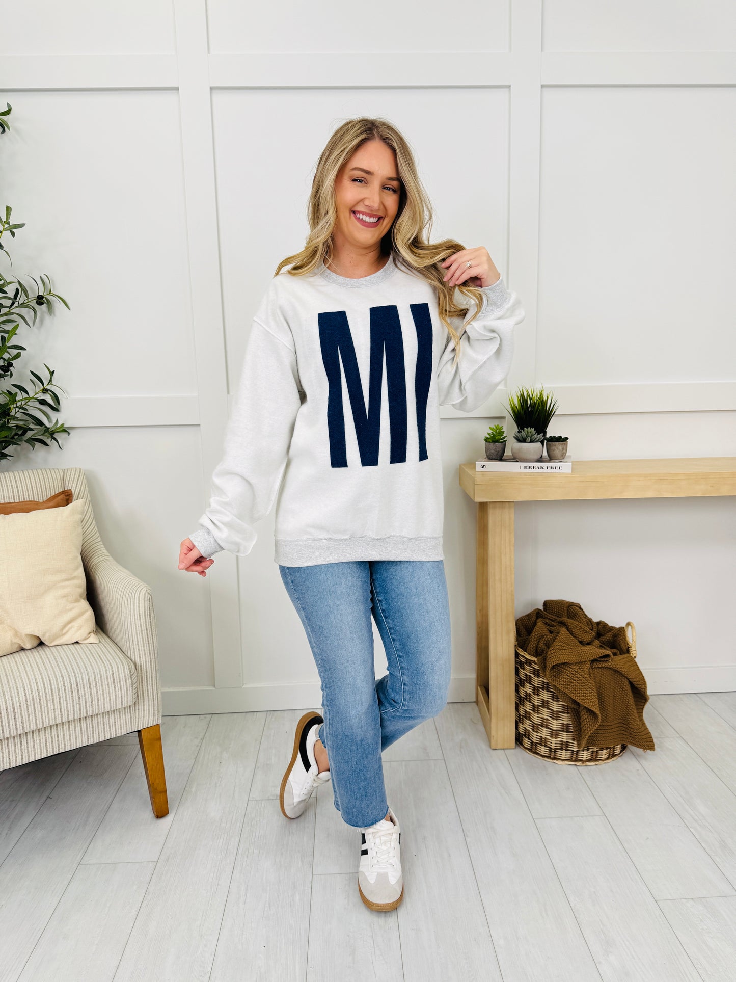 Michigan Reversible MI Graphic Crewneck Sweatshirt