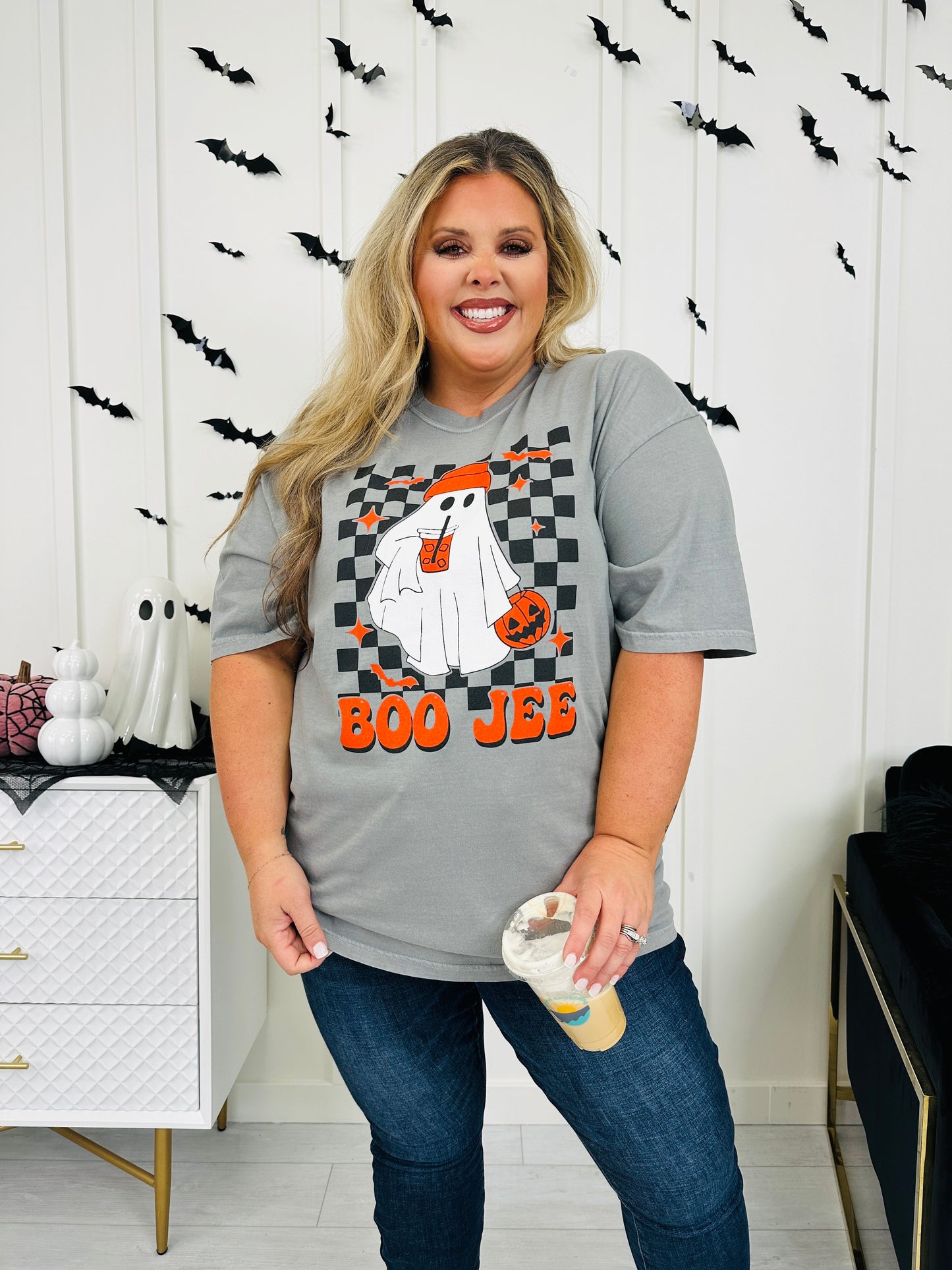Boo-Jee Checkered Graphic Tee