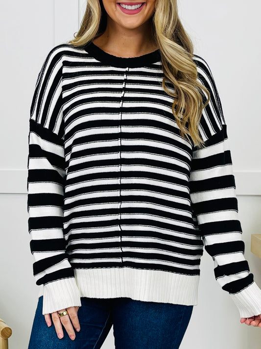 Stripe Shift Sweater in Black