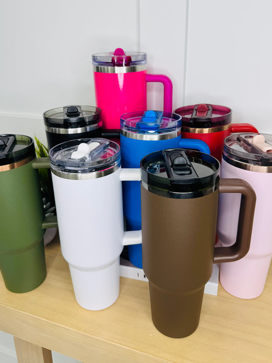 40oz Tumbler With Flip Straw- Multiple Colors!