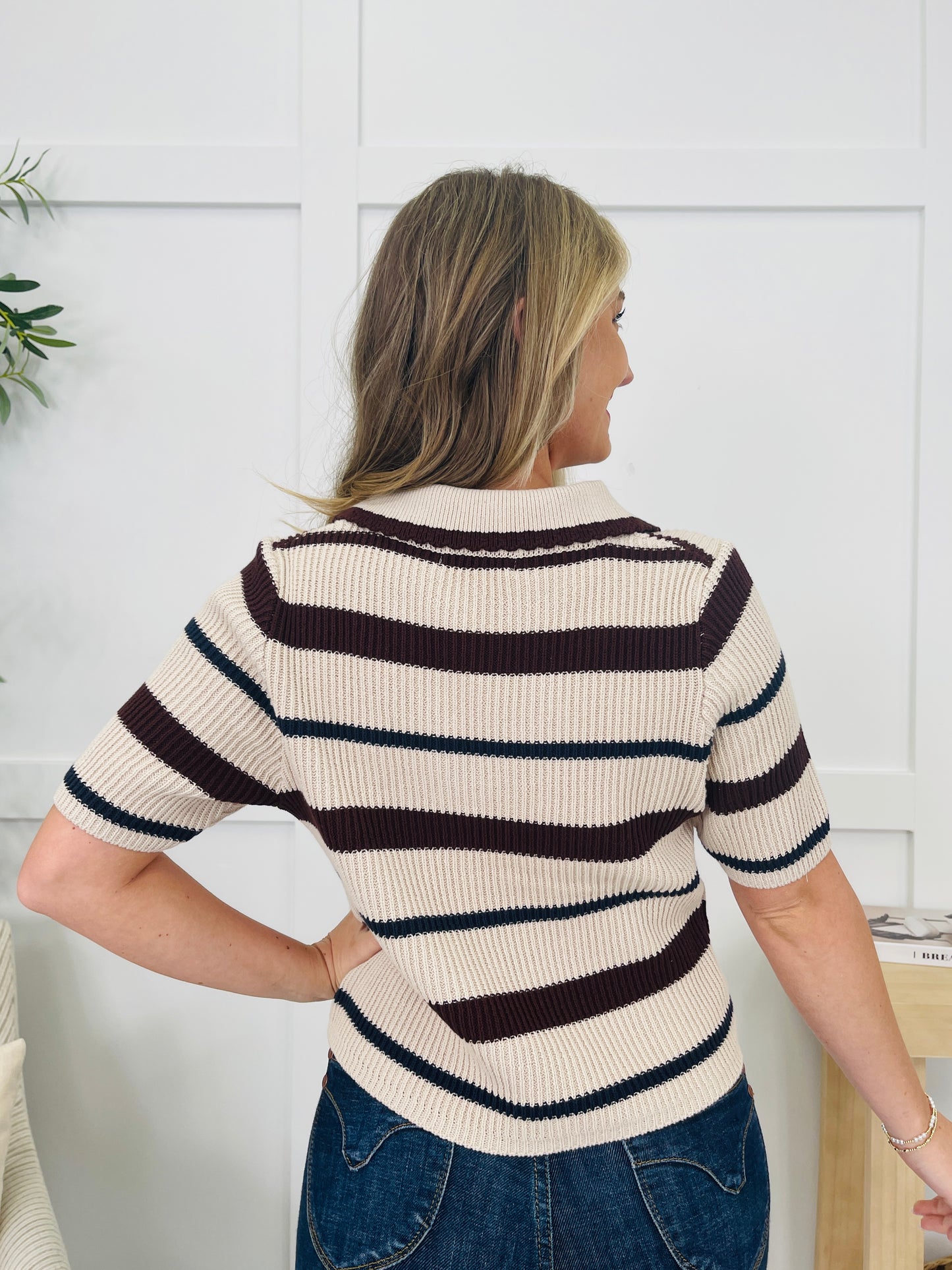 DOORBUSTER! Lines In Motion Top in Brown