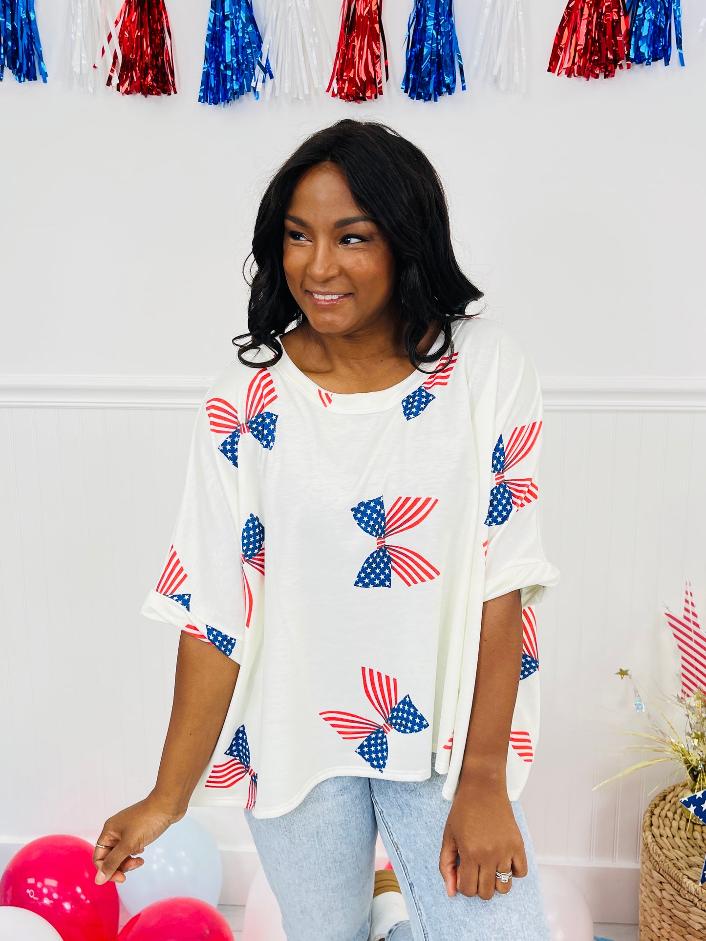Star Spangled Bows Top
