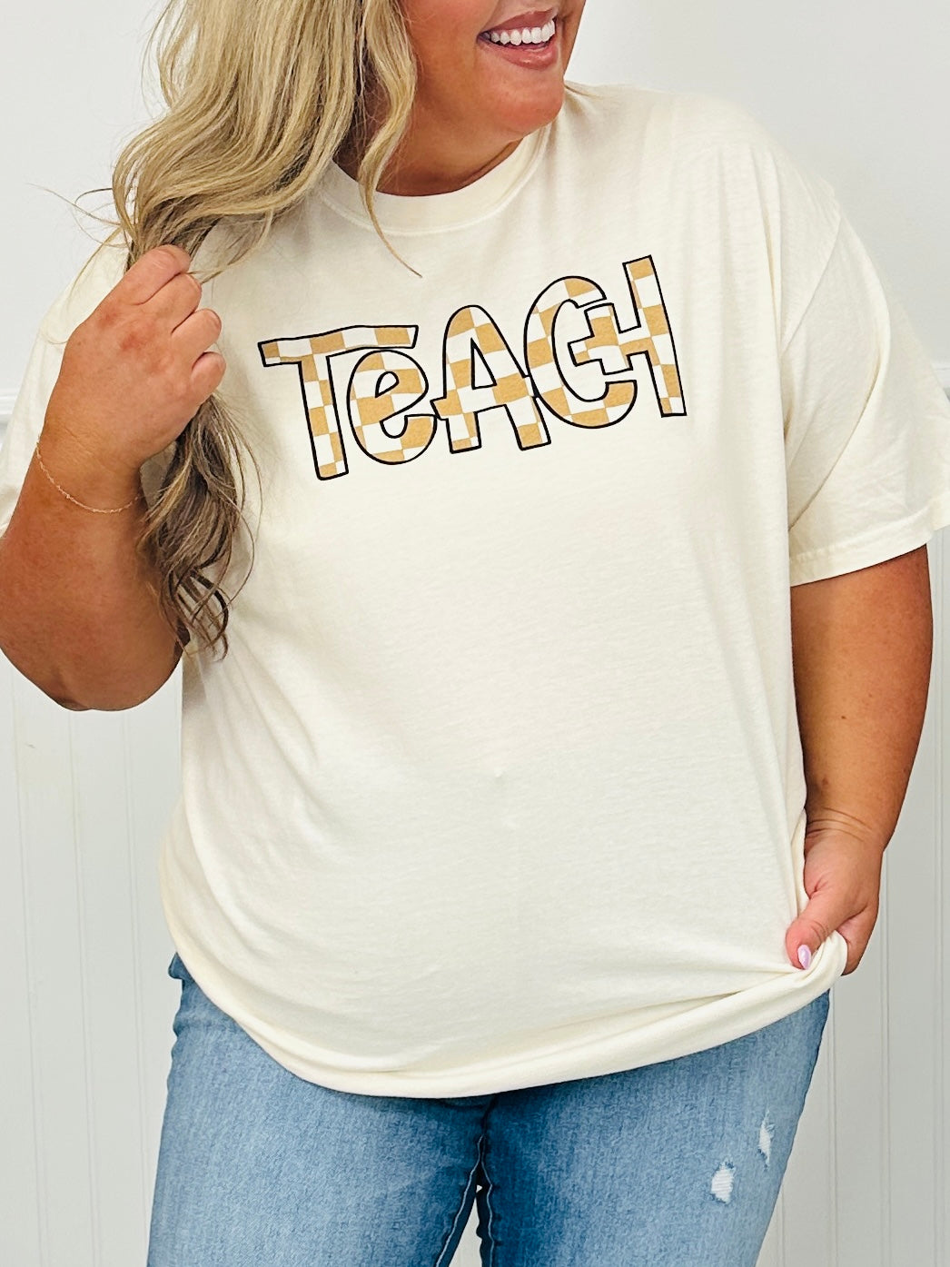 Teach Checkered Graphic Tee - Multiple Colors!