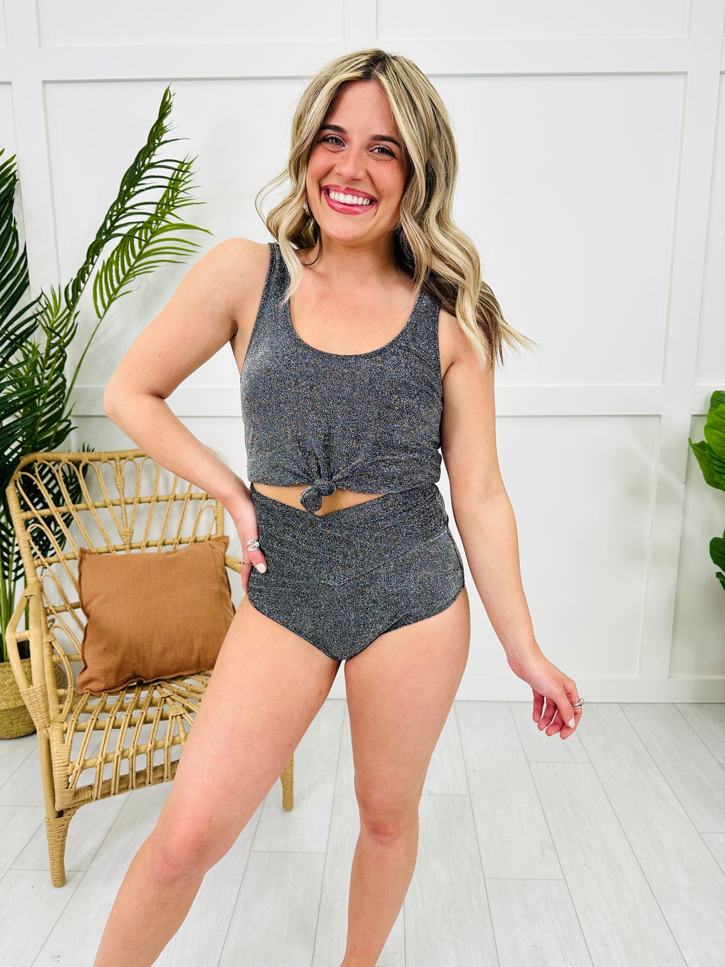 The Mari Swim Top in Black Shimmer