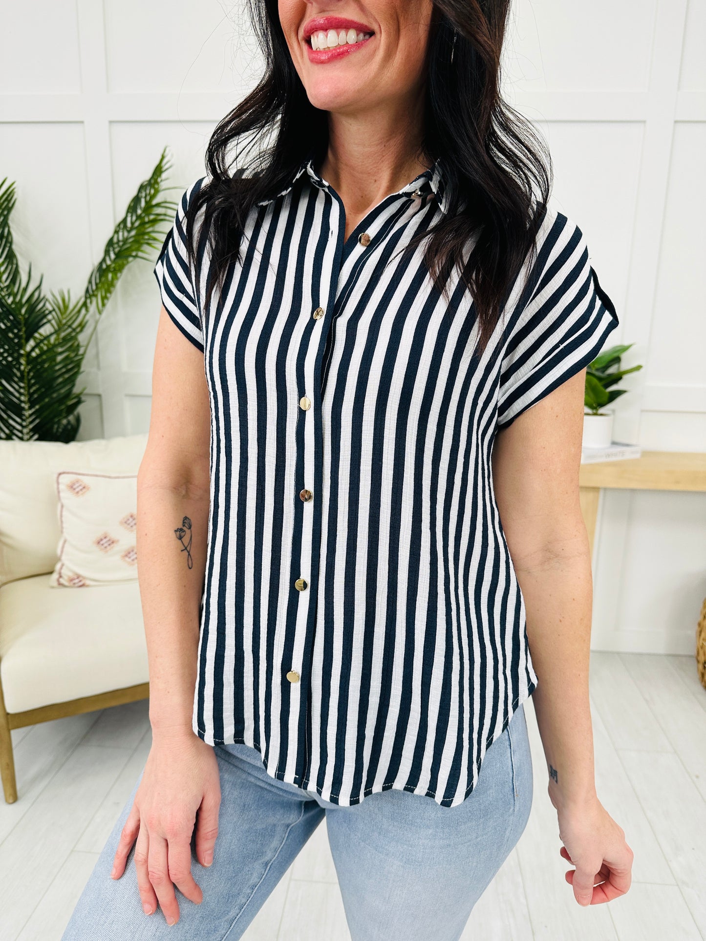 Downtown Stripes Top in Navy