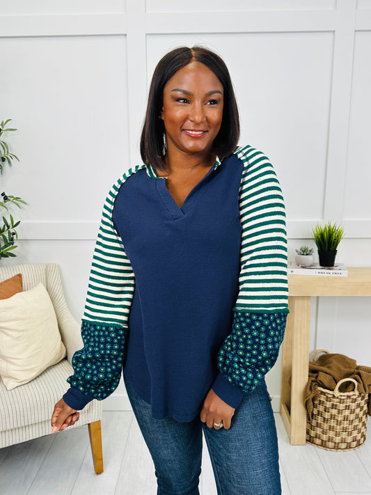 Struck By Stripes Sweater in Hunter Green