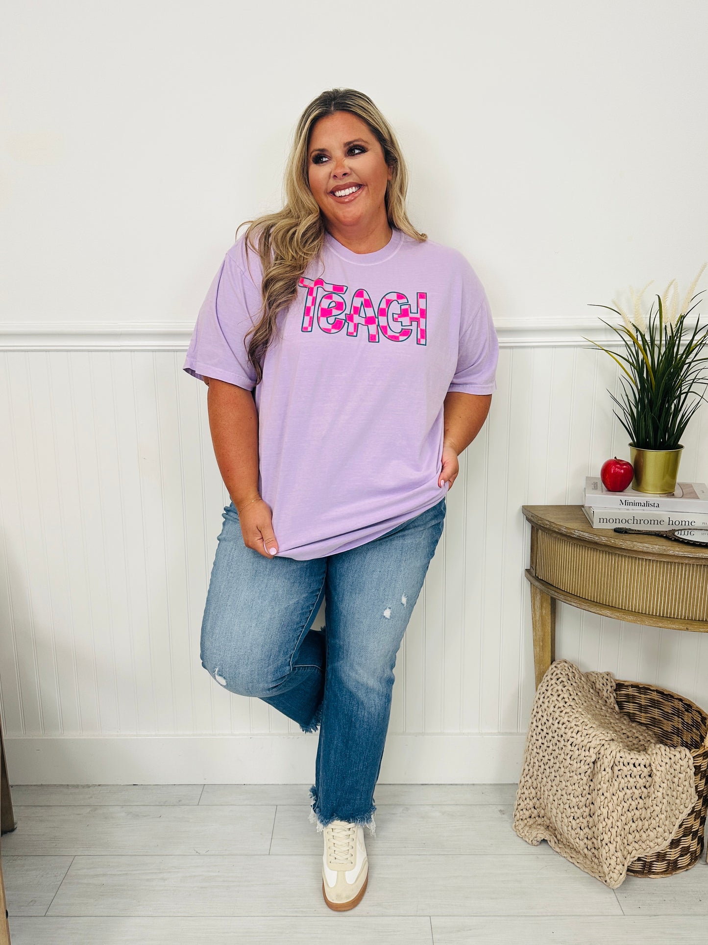 Teach Checkered Graphic Tee - Multiple Colors!