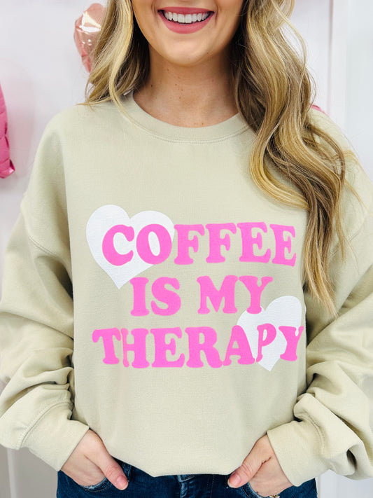 Coffee Is My Therapy Graphic Crewneck Sweatshirt