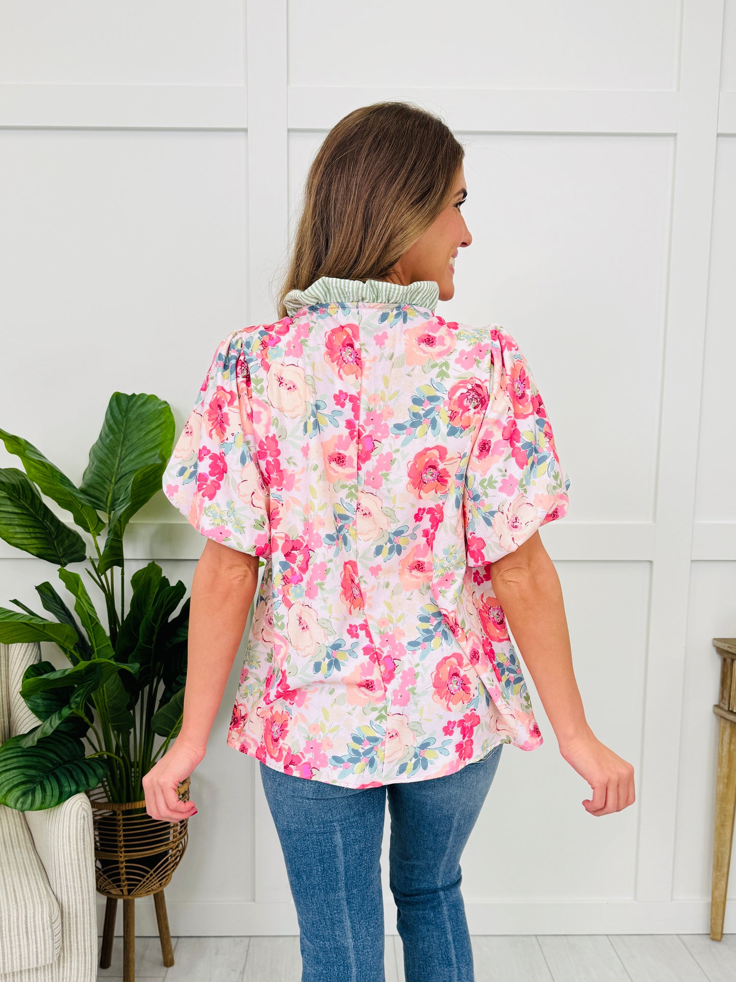 Simply Floral Top In Blush/Sage