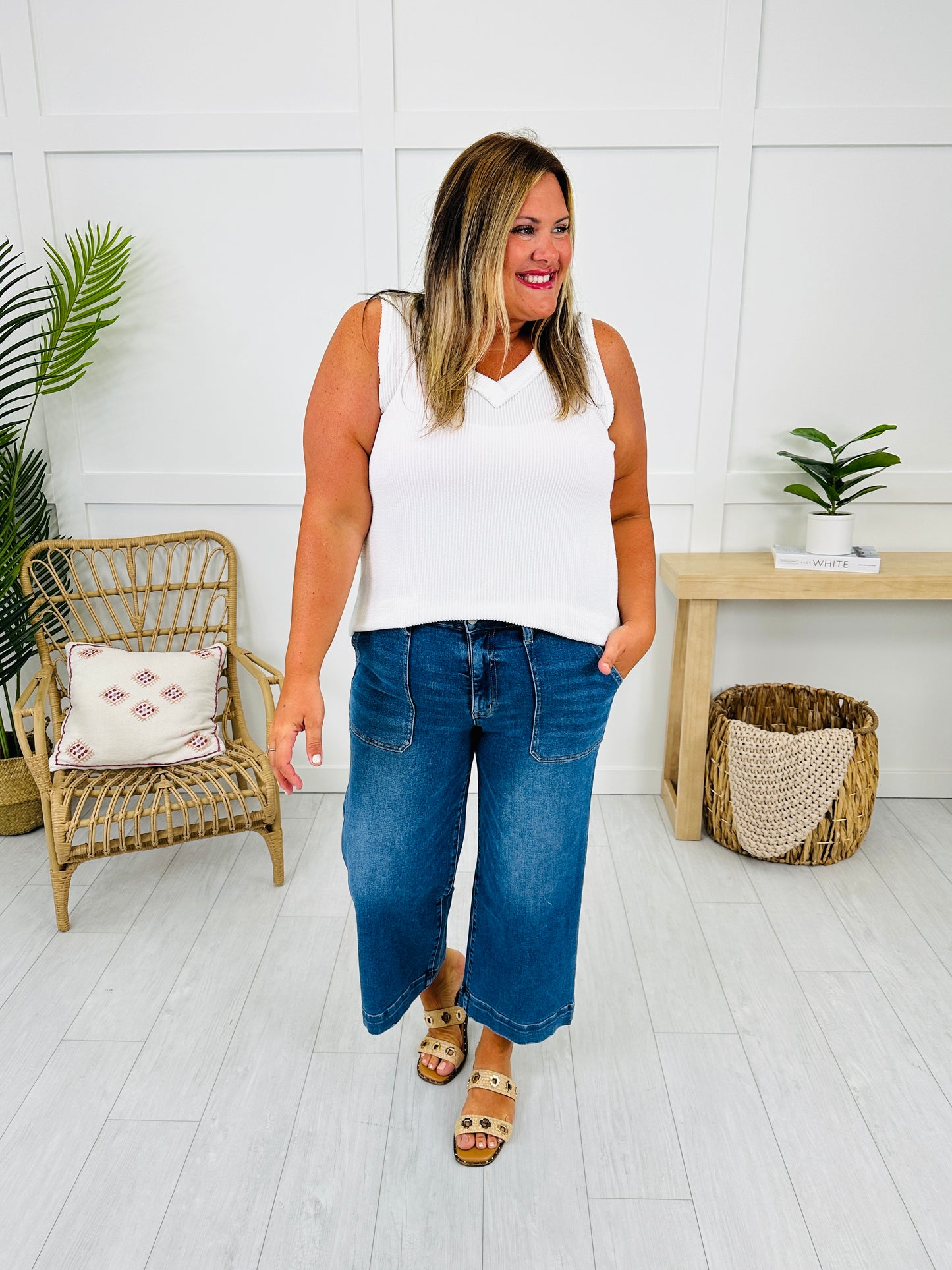 Lovervet Right on Cue Wide Leg Utility Jeans