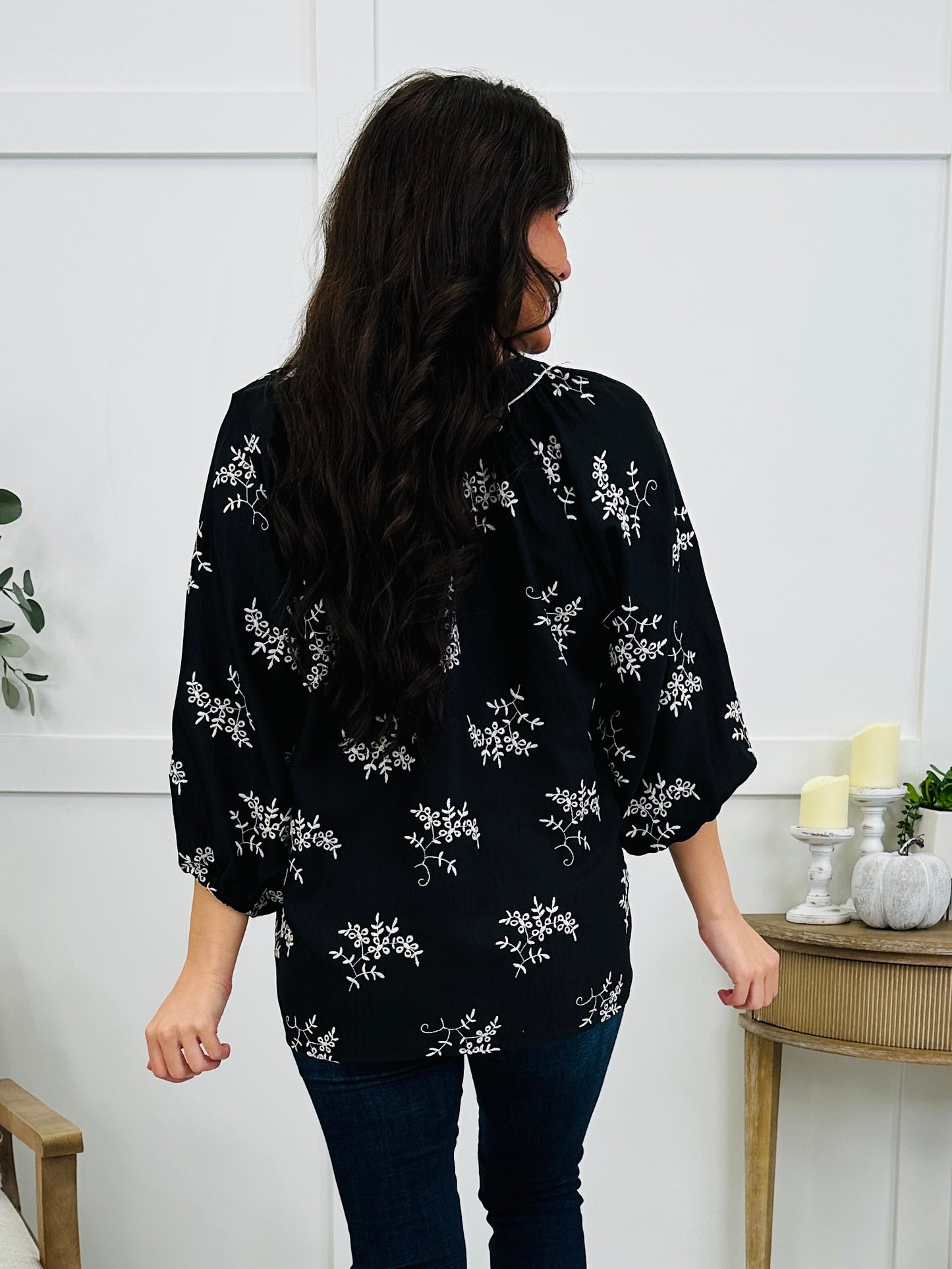 Black & Bloom Top